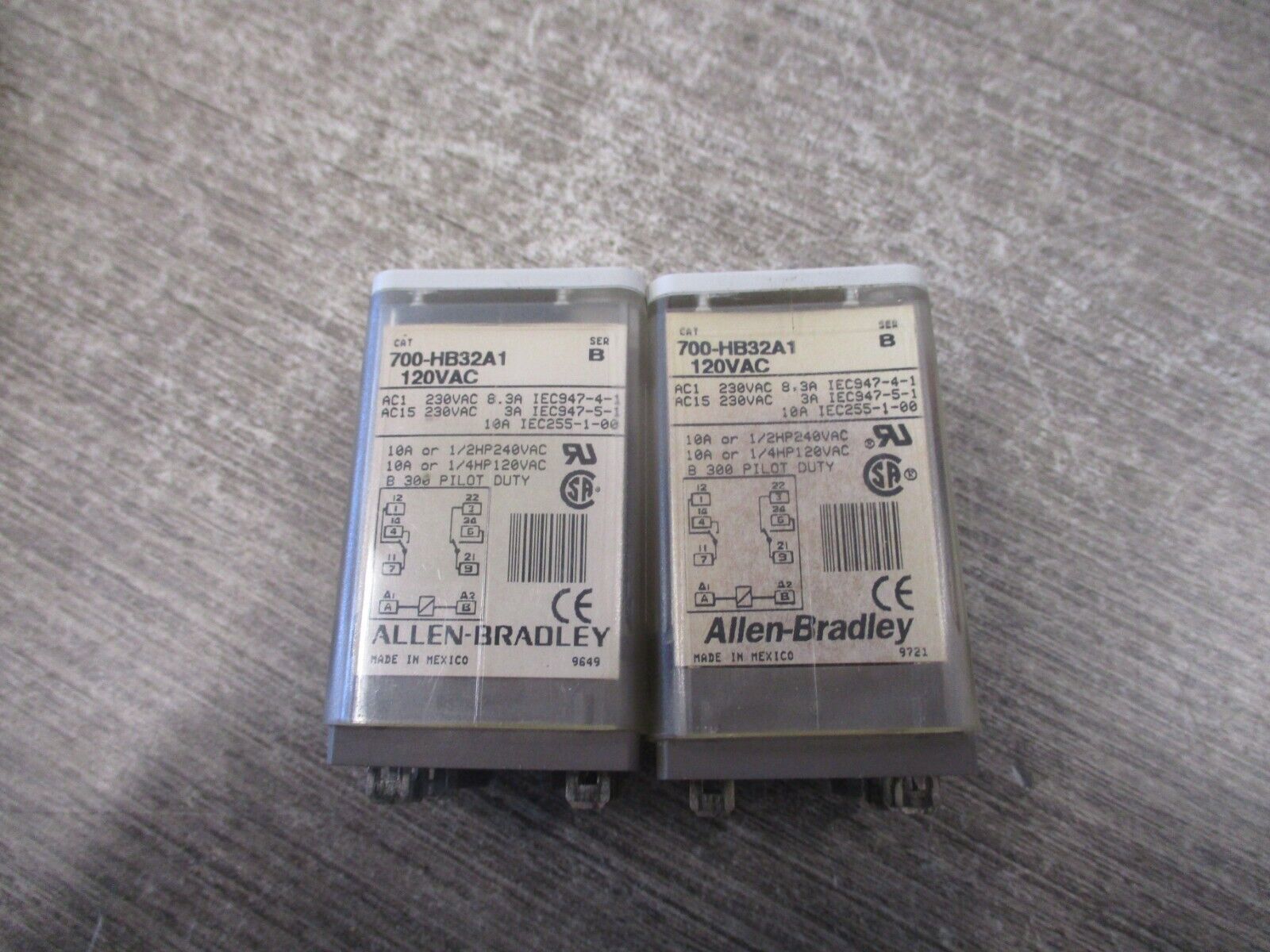 Allen-Bradley Relay 700-HB32A1 Ser.B 120V Coil Lot of 2 Used