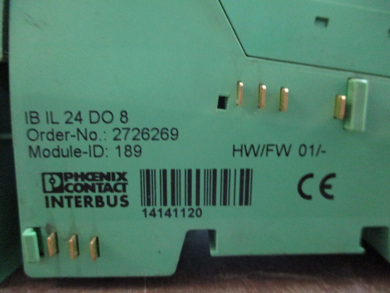 Phoenix Contact IBIL24DO8 Interbus Coupler 2726269 HW: 01 w/ Terminal Cover Used