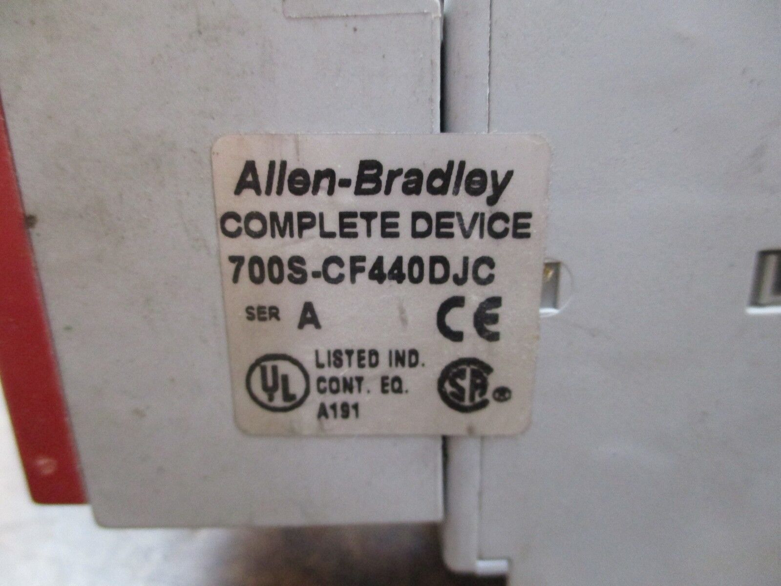 Allen-Bradley Safety Contactor 700S-CF440DJC 24VDC Coil 25A 600V Used