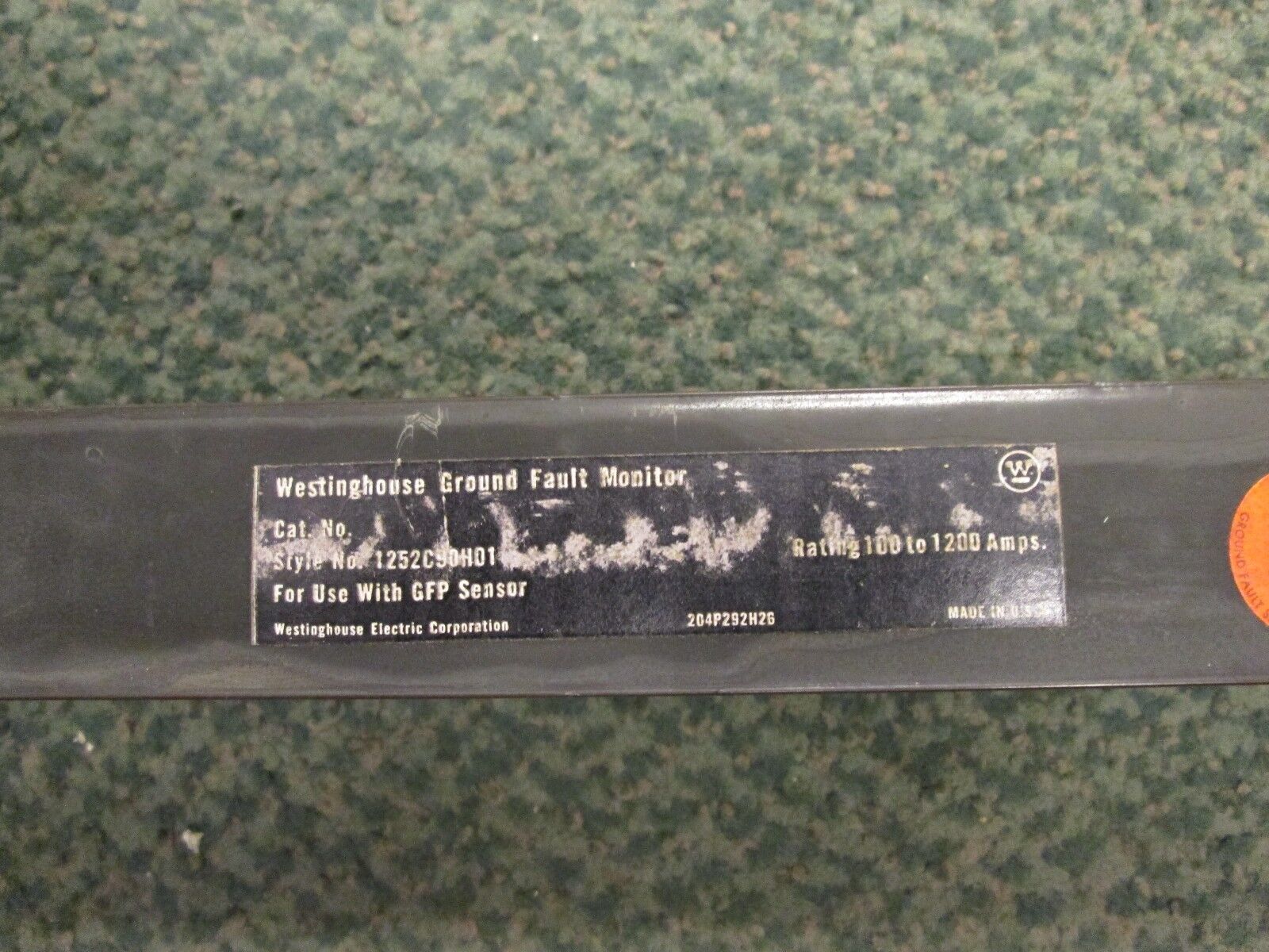 Westinghouse Ground Fault Monitor 1252C90H01 use w/ GFP sensor 100-1200A Used