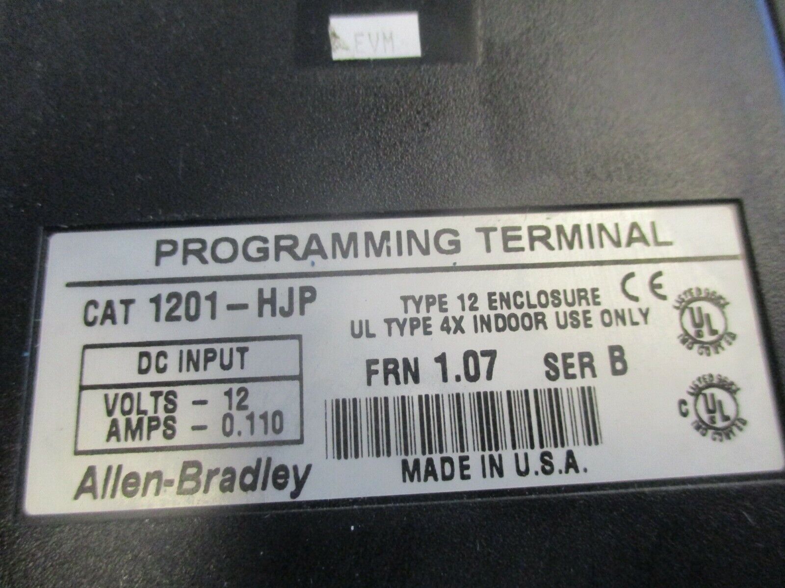 Allen-Bradley Programming Terminal 1201-HJP Ser. B FRN 1.07 12VDC 0.110A Used