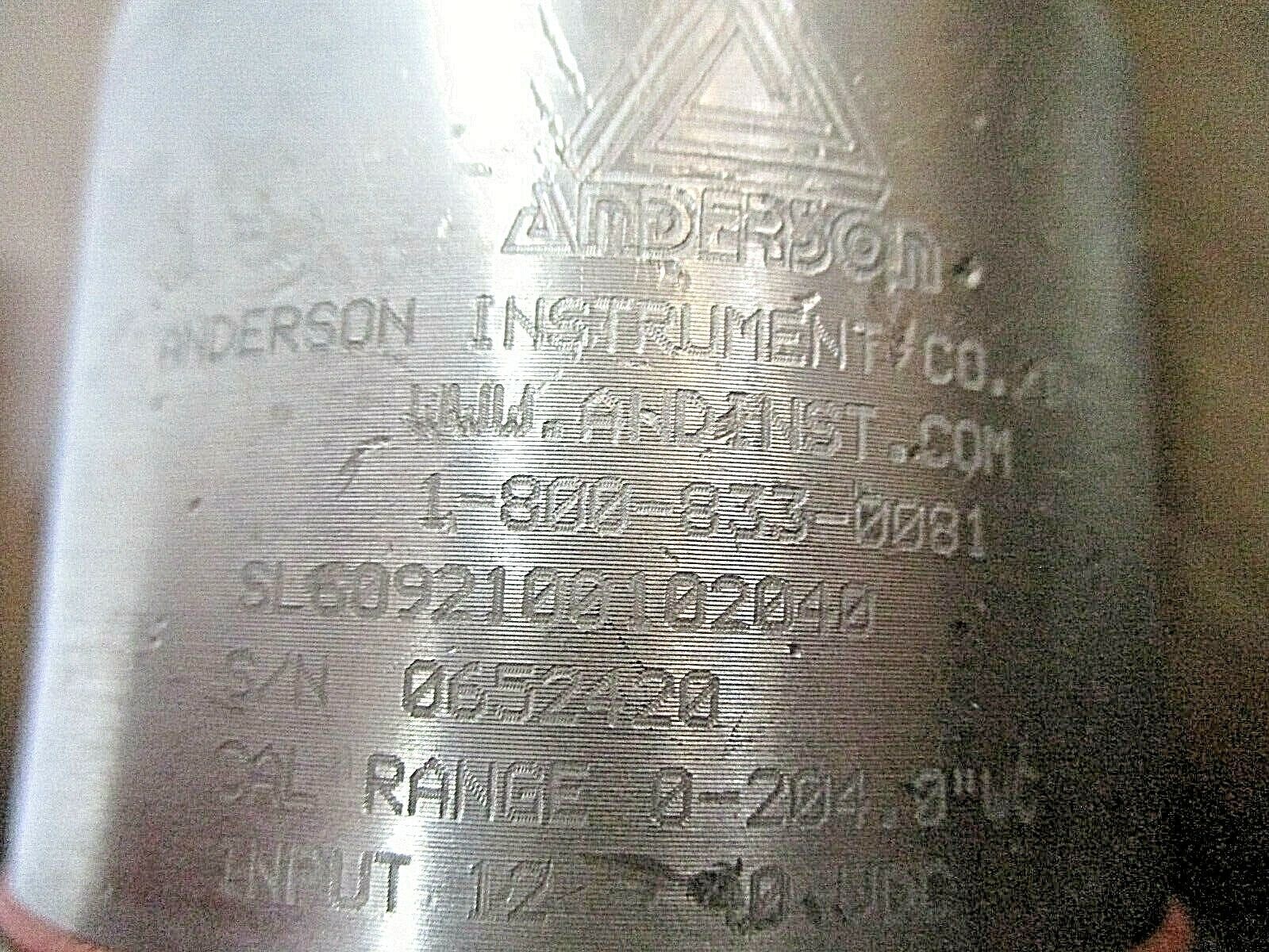 Anderson Instrument Level Transmitter SL6092100102040 Cal Range: 0-204.0" WC