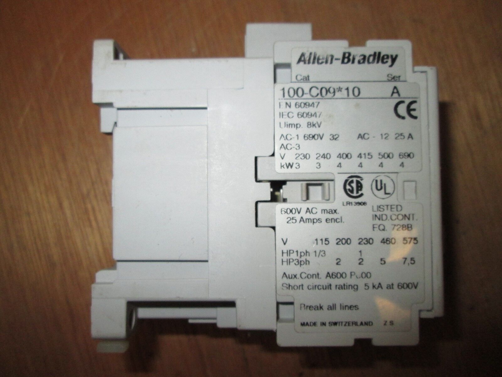 Allen-Bradley Contactor 100-C09*10 25A 120V Coil Used
