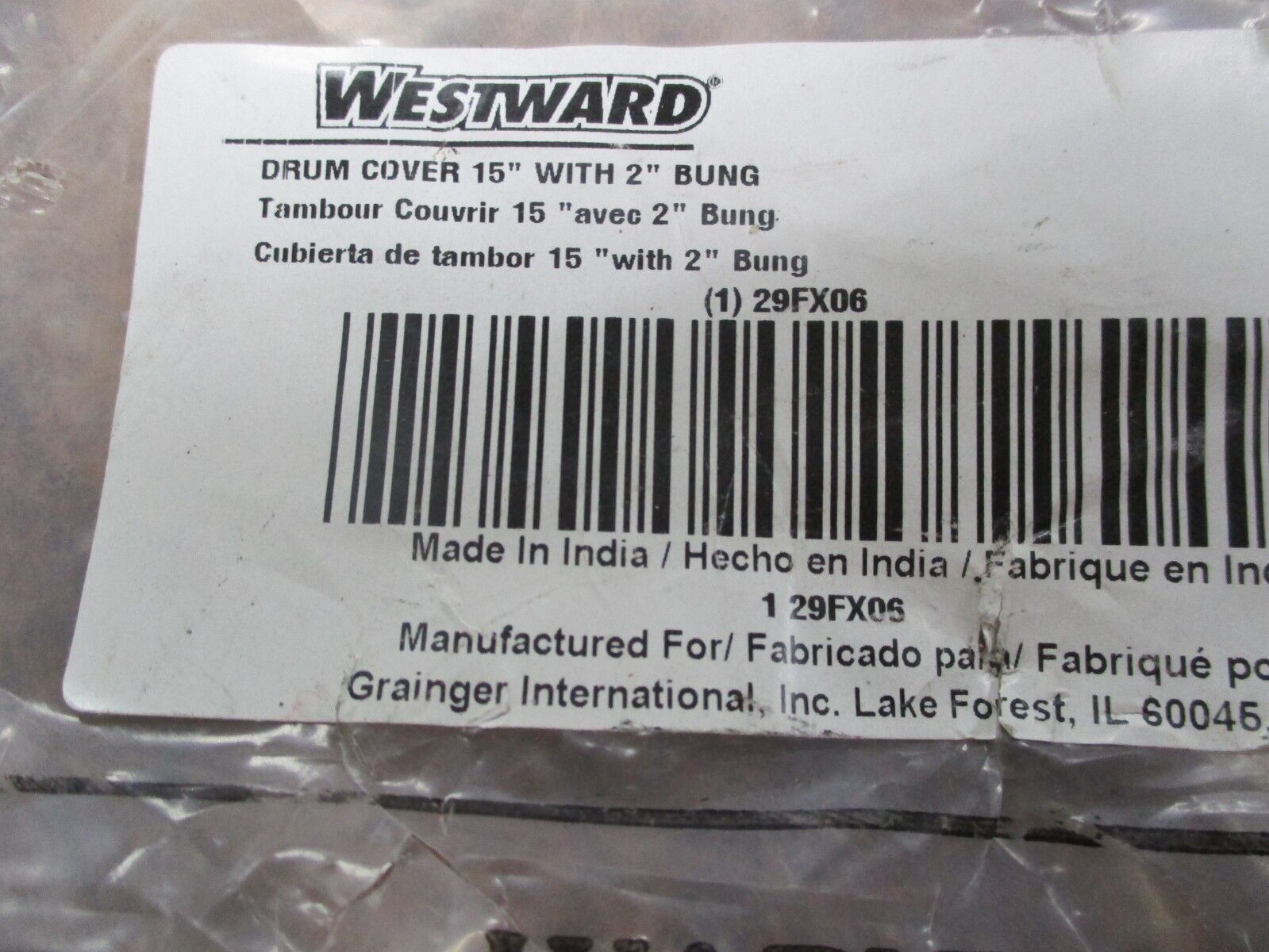 Westward Drum Cover 29FX06 15" 2" Bung New Surplus
