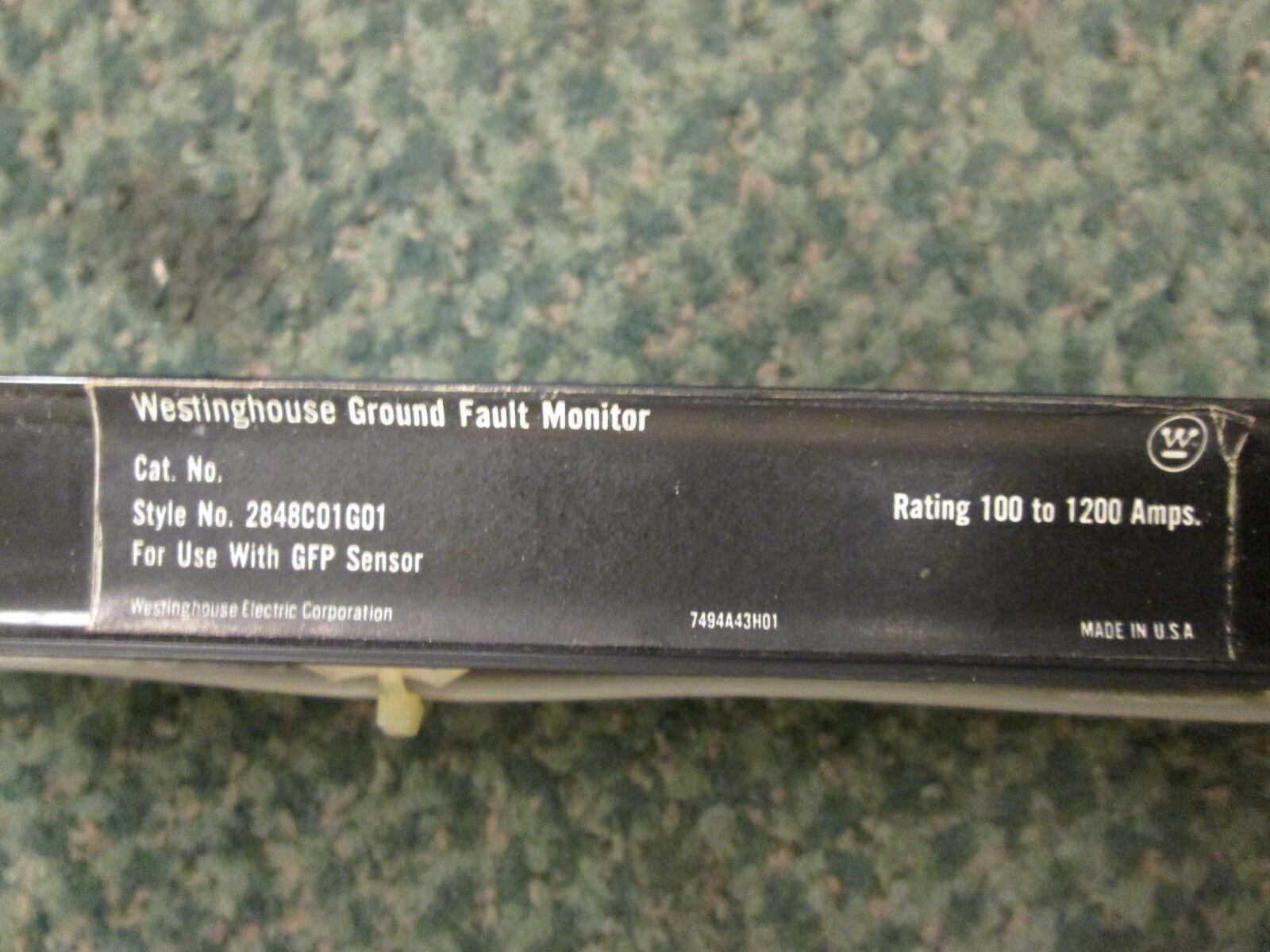 Westinghouse Ground Fault Monitor 2848C01G01 Rating 100-1200A Used