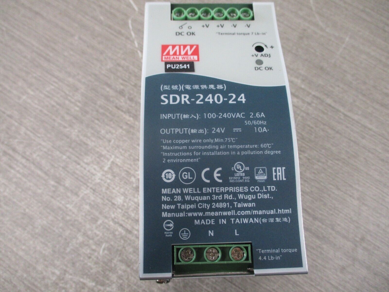 Mean Well Power Supply SDR-240-24 Used