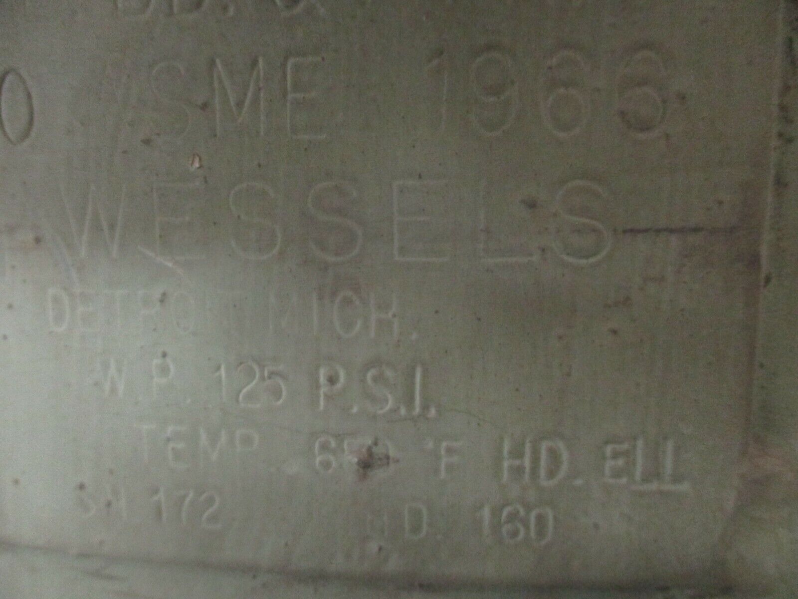Wessels Water Tank 89610 250 Gallon 125PSI Used
