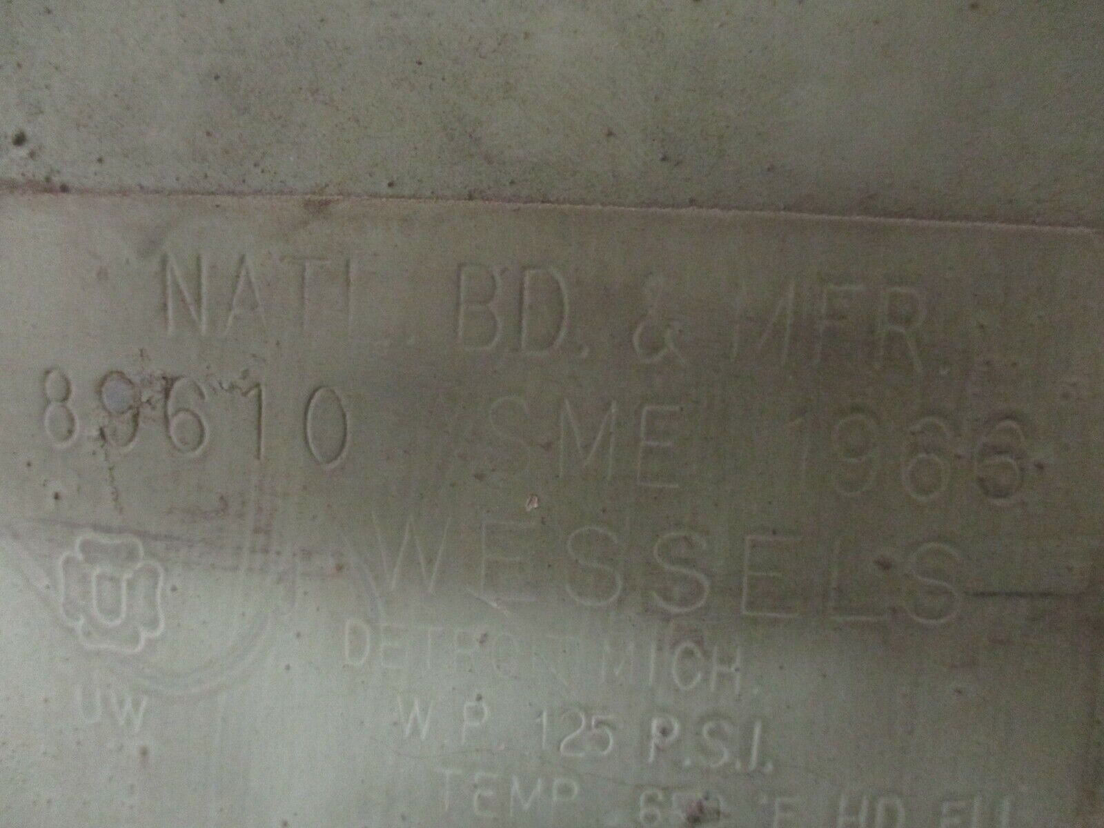 Wessels Water Tank 89610 250 Gallon 125PSI Used