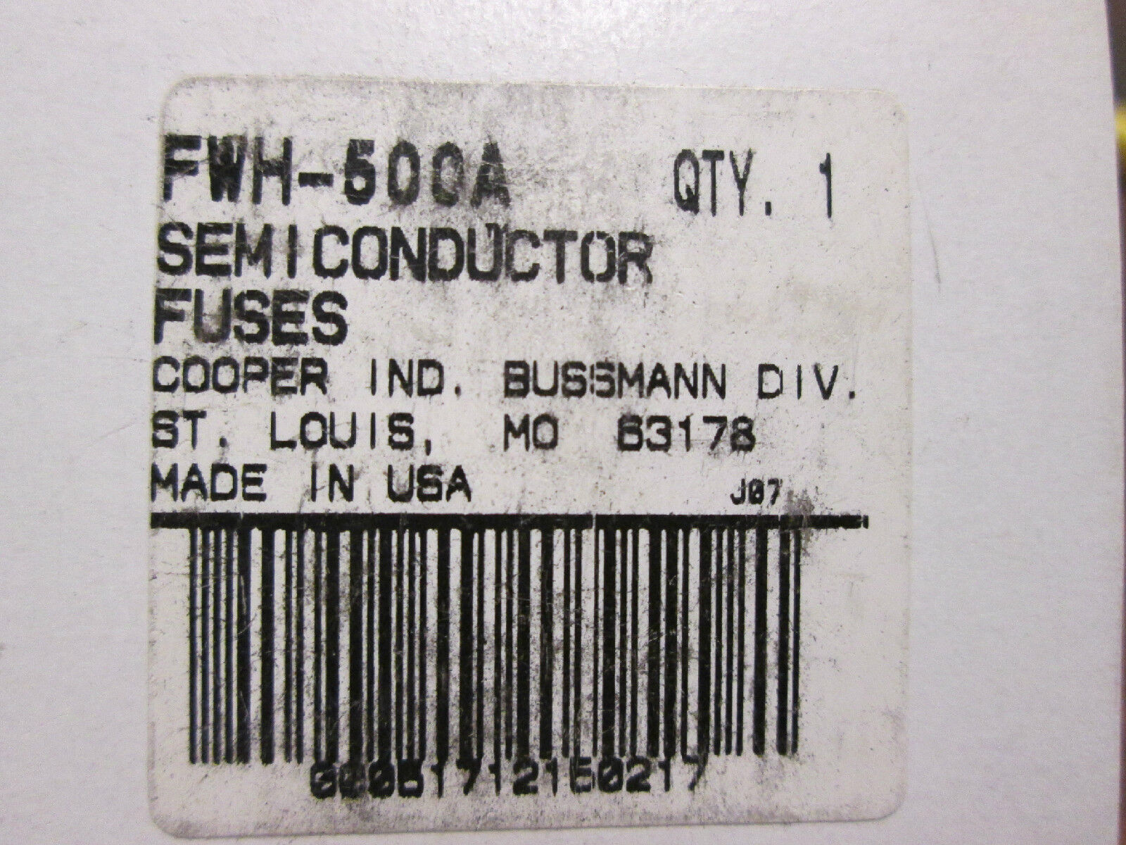 Bussmann Semiconductor Fuse FWH-500 500A 500V New Surplus