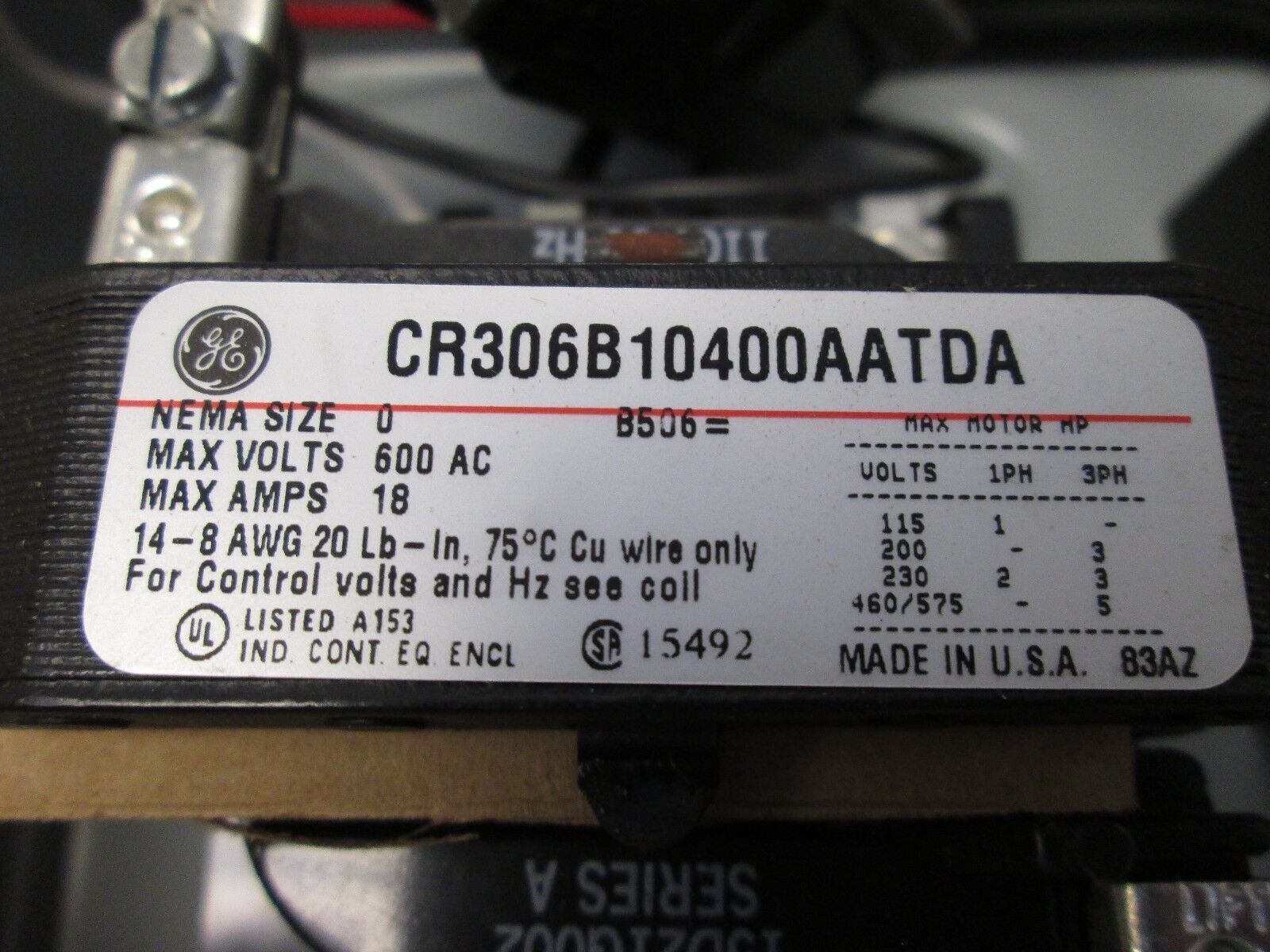 GE Enclosed Starter CR306B10400AATDA Size 0 3P Nema 1 w/ Control Transformer New