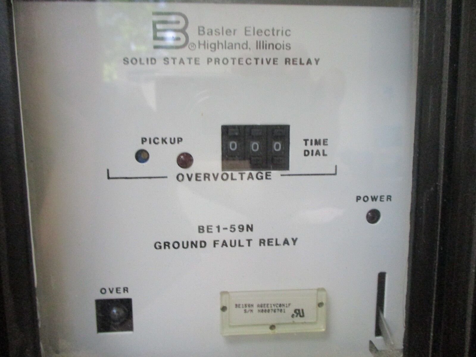 Basler Electronic BE1-59N Ground Fault Relay BE159N A6EE1YC0N1F Used