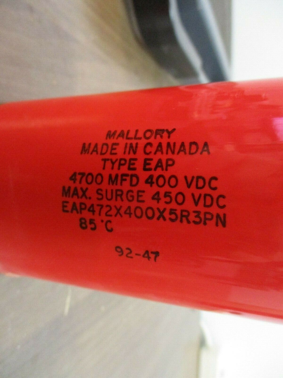Mallory Type EAP Capacitor EAP472X400X5R3PN 4700MFD 400VDC Used