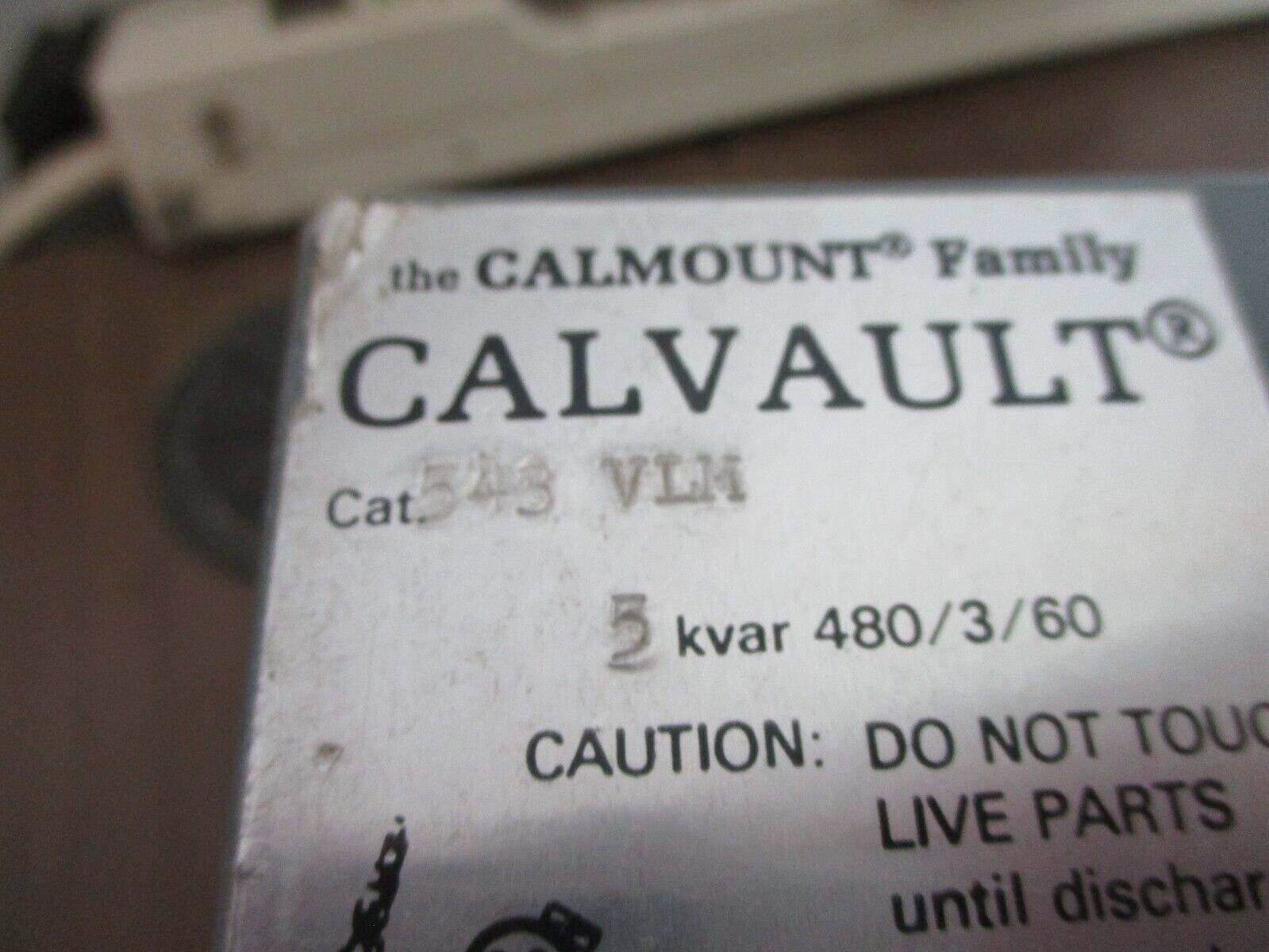 Calmount Calvault Capacitor 543 VLM 5kVAR 480V 3Ph 60Hz Used
