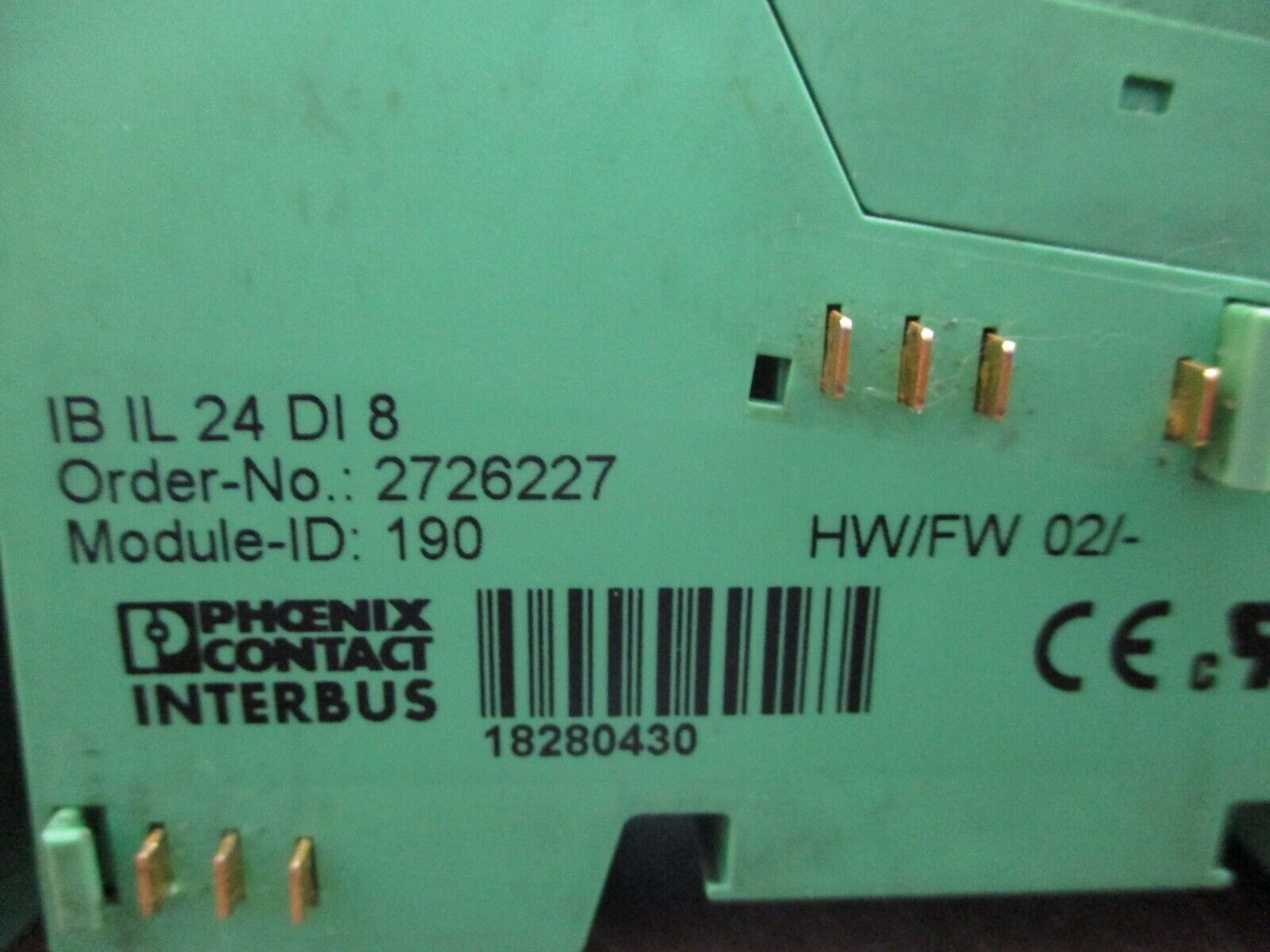 Phoenix Contact IBIL24DI8 Interbus Coupler 2726227 HW: 02 Used