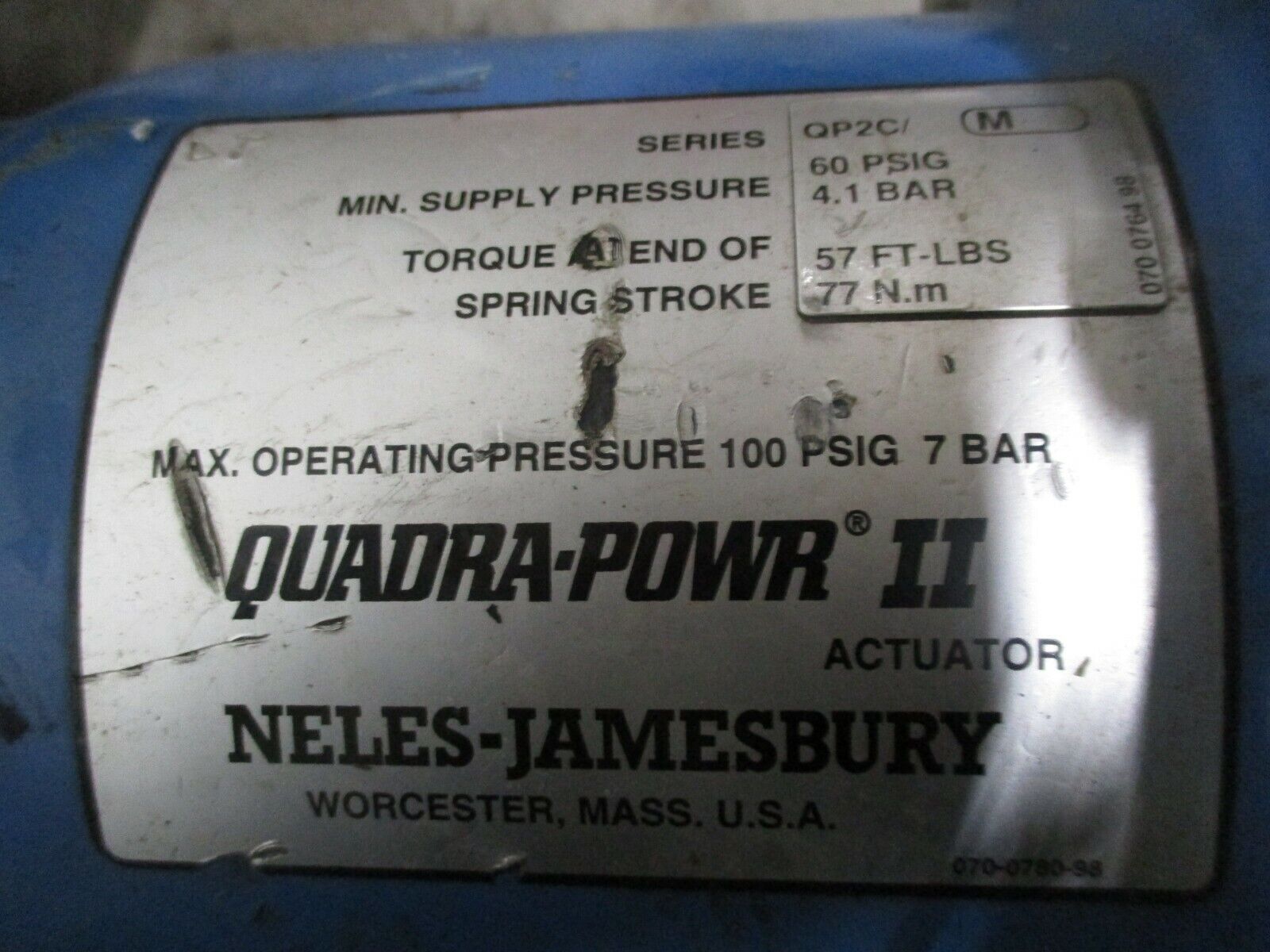 Neles-Jamesbury Quadra-Powr II Actuated Valve w/ Positioner QP2C/M 100PSIG Used