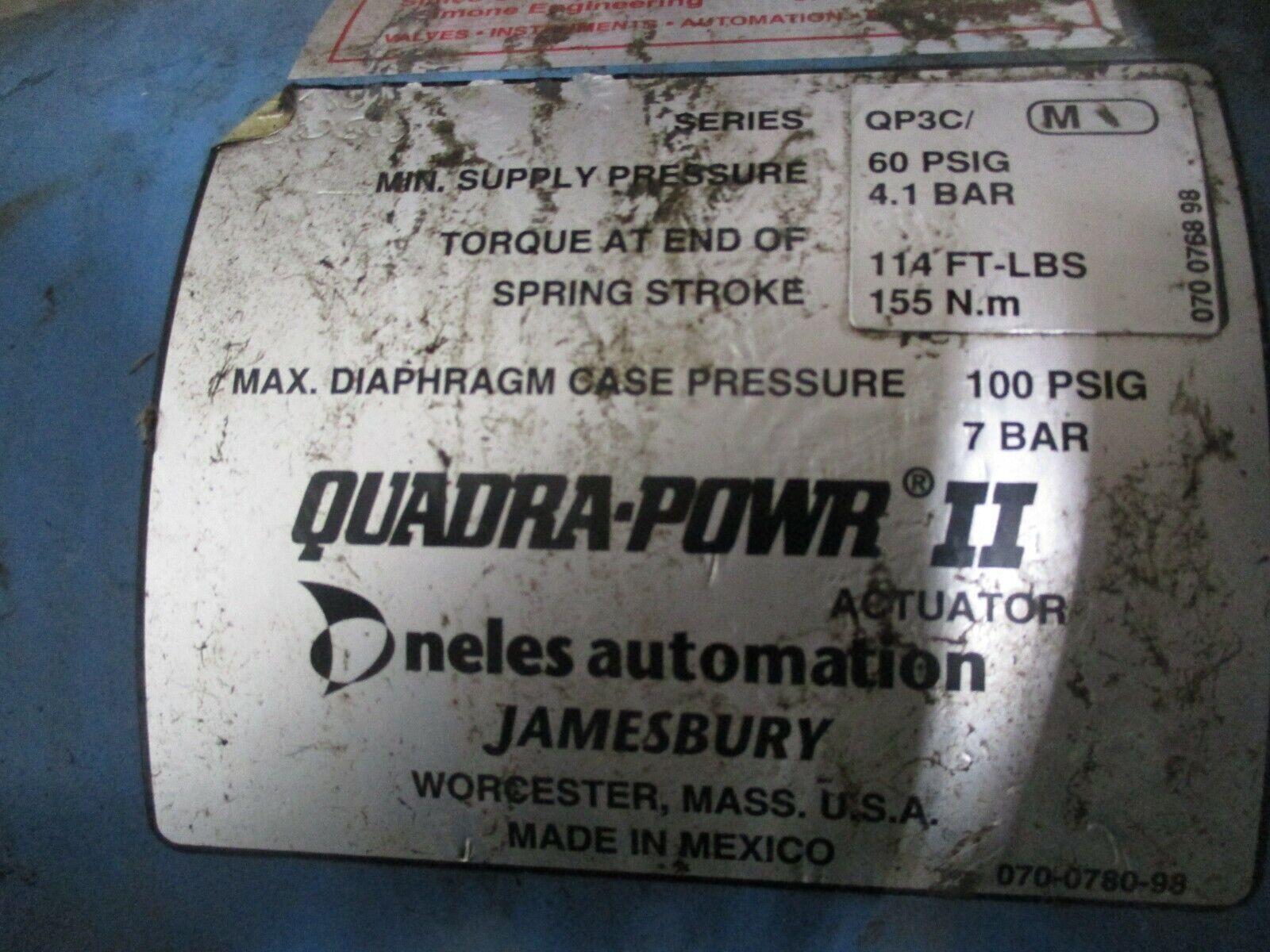 Neles-Jamesbury Quadra-Powr II Actuated Valve QP3C/M 100PSIG Used