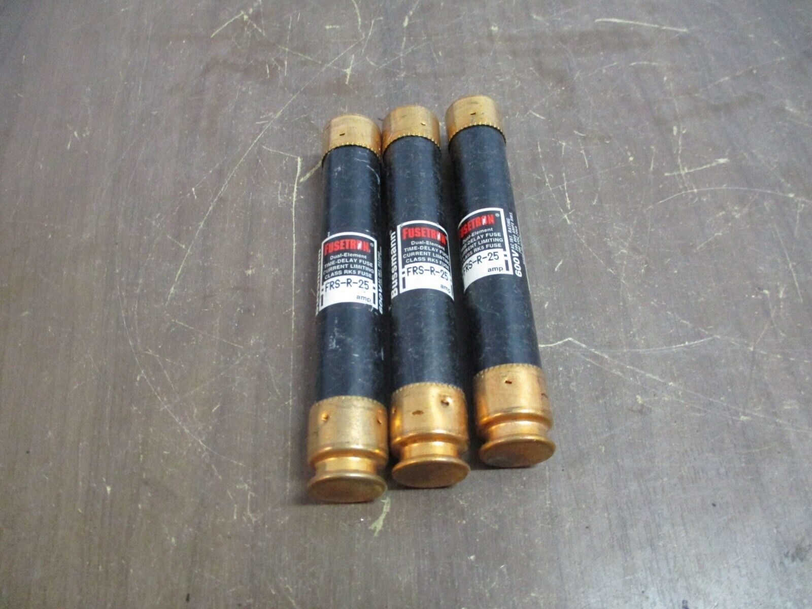 Bussmann Fusetron Fuse FRS-R-25 25A 600V *Lot of 3* Used