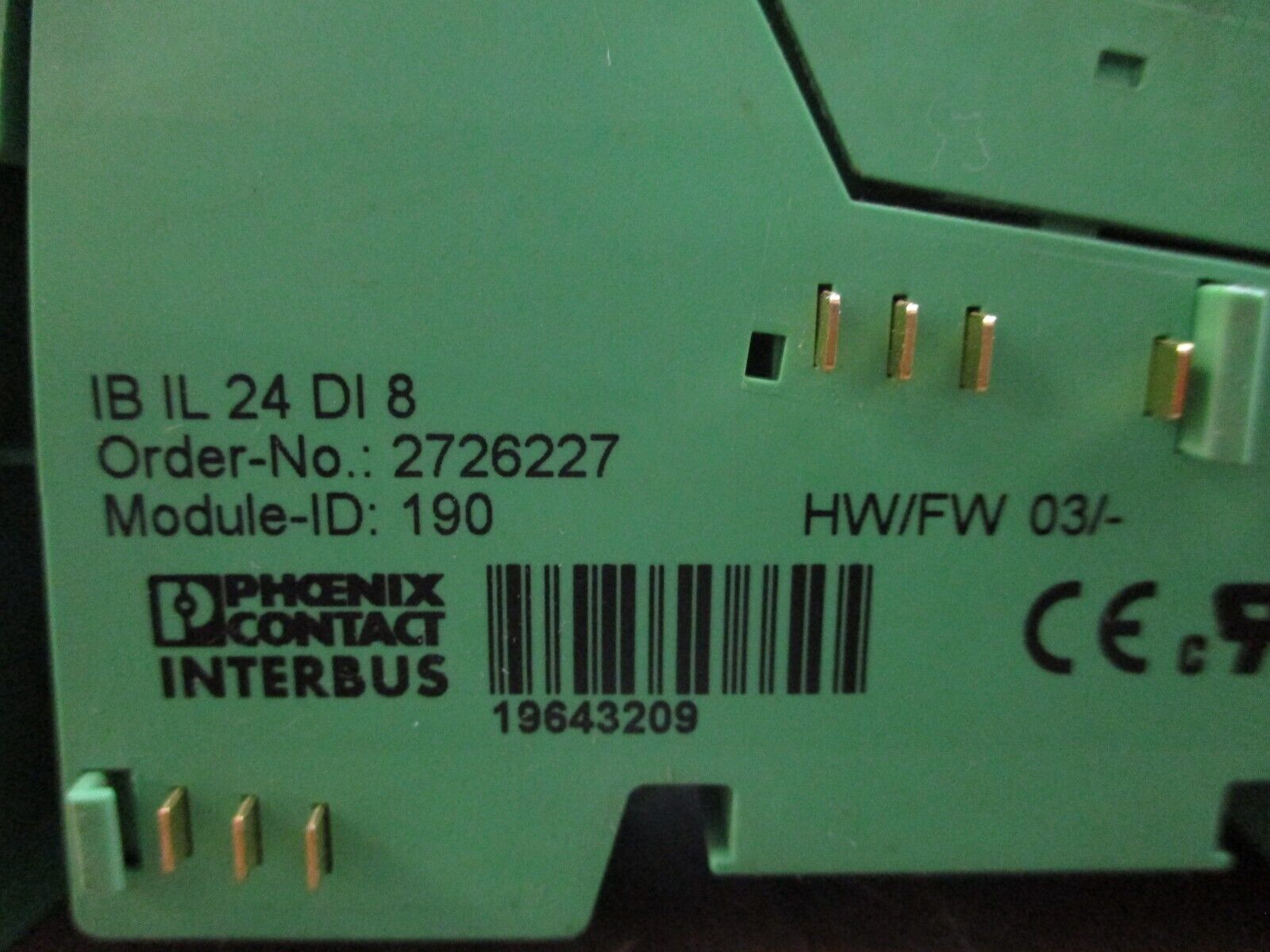 Phoenix Contact IBIL24DI8 2726227 Interbus Coupler 2726227 HW: 03 Used