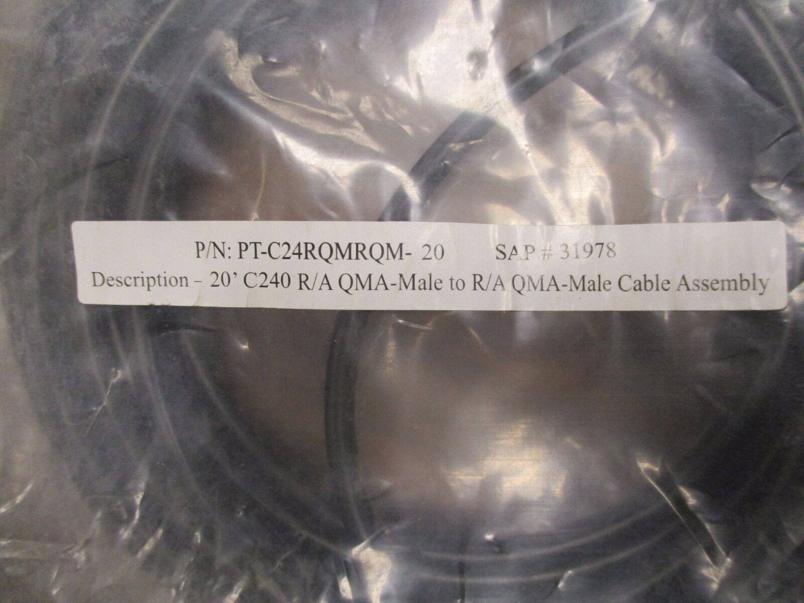 Pacific R/A QMA Male to R/A QMA Male Coaxial Cable PT-C24RQMRQM-20 20' New Surpl