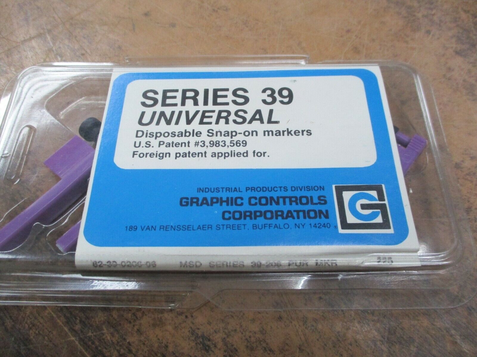 Graphic Controls Series 39 Disposable Snap-on Markers 82-39-0206-06 Purple