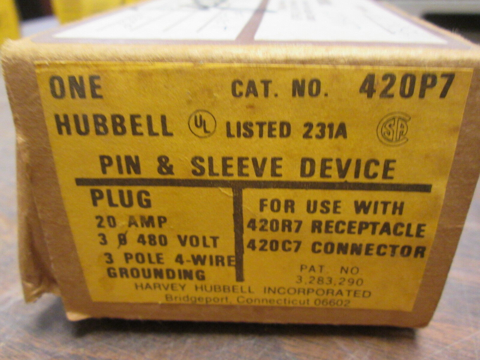 Hubbell Plug 420P7 20A 480V 3Ph 3P 4W New Surplus