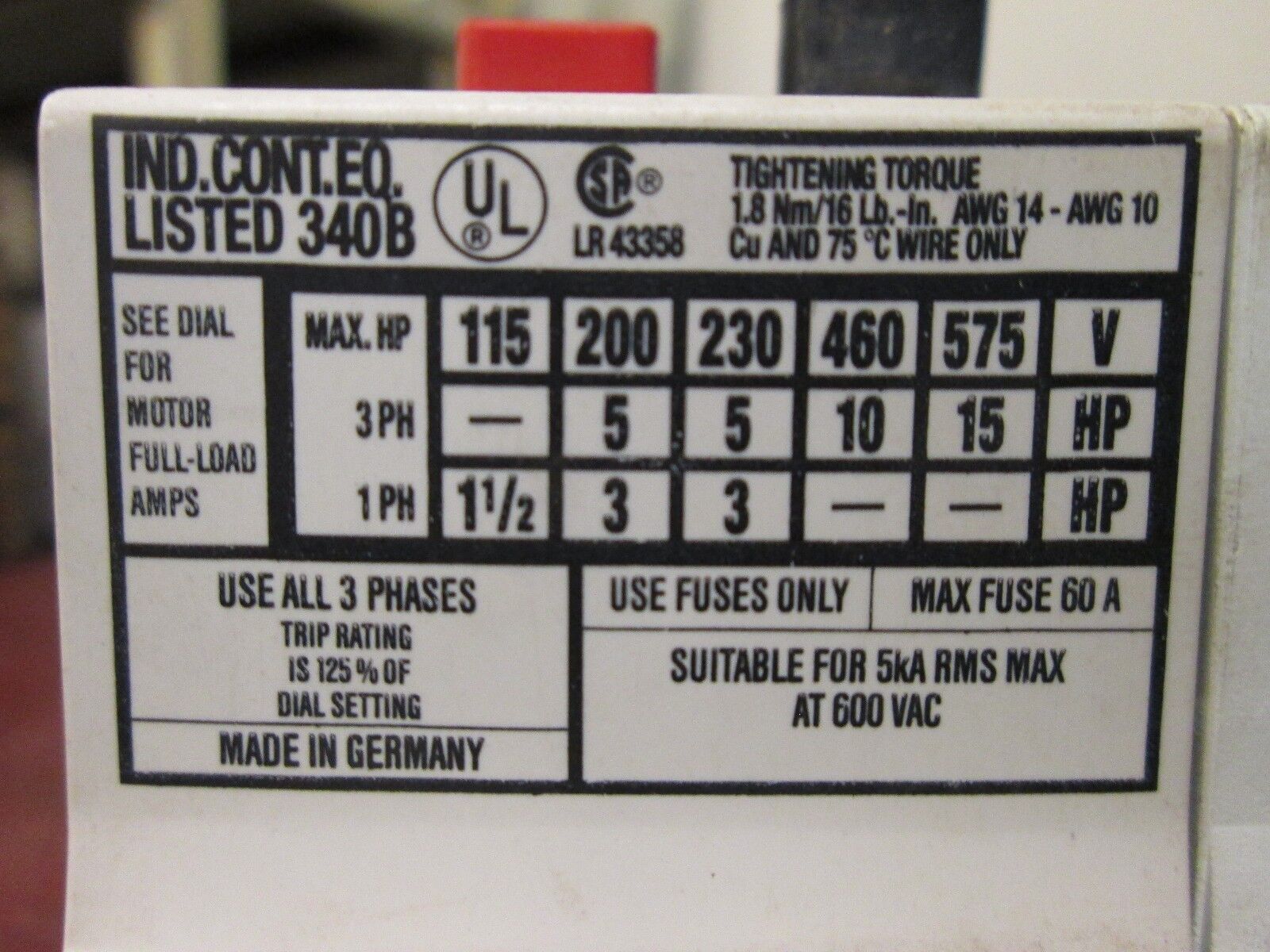 Square D Manual Motor Starter 2520 MP20.0 Range: 20-25A Used