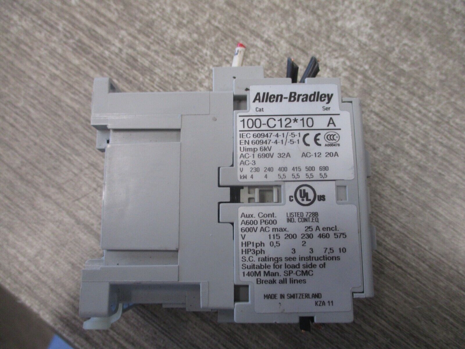 Allen-Bradley Contactor 100-C12*10 24V Coil 25A 600V Used