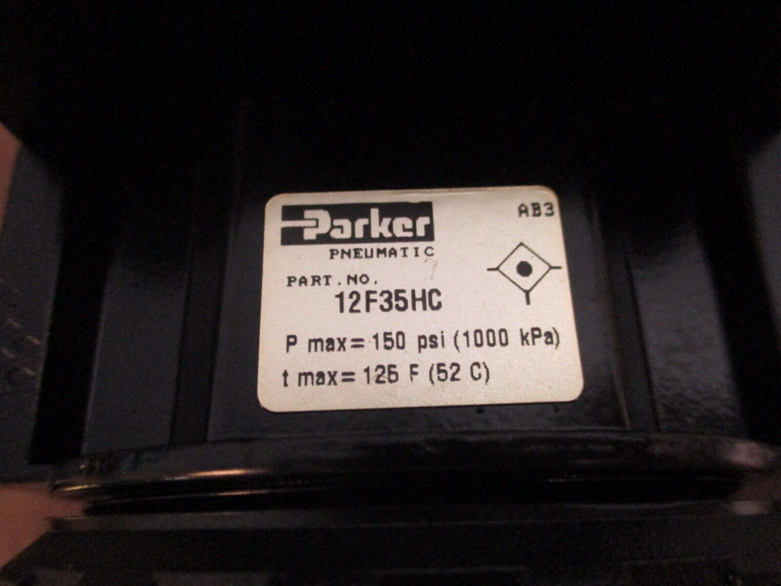 Parker Pneumatic Filter 12F35HC 150PSI 125°F Used