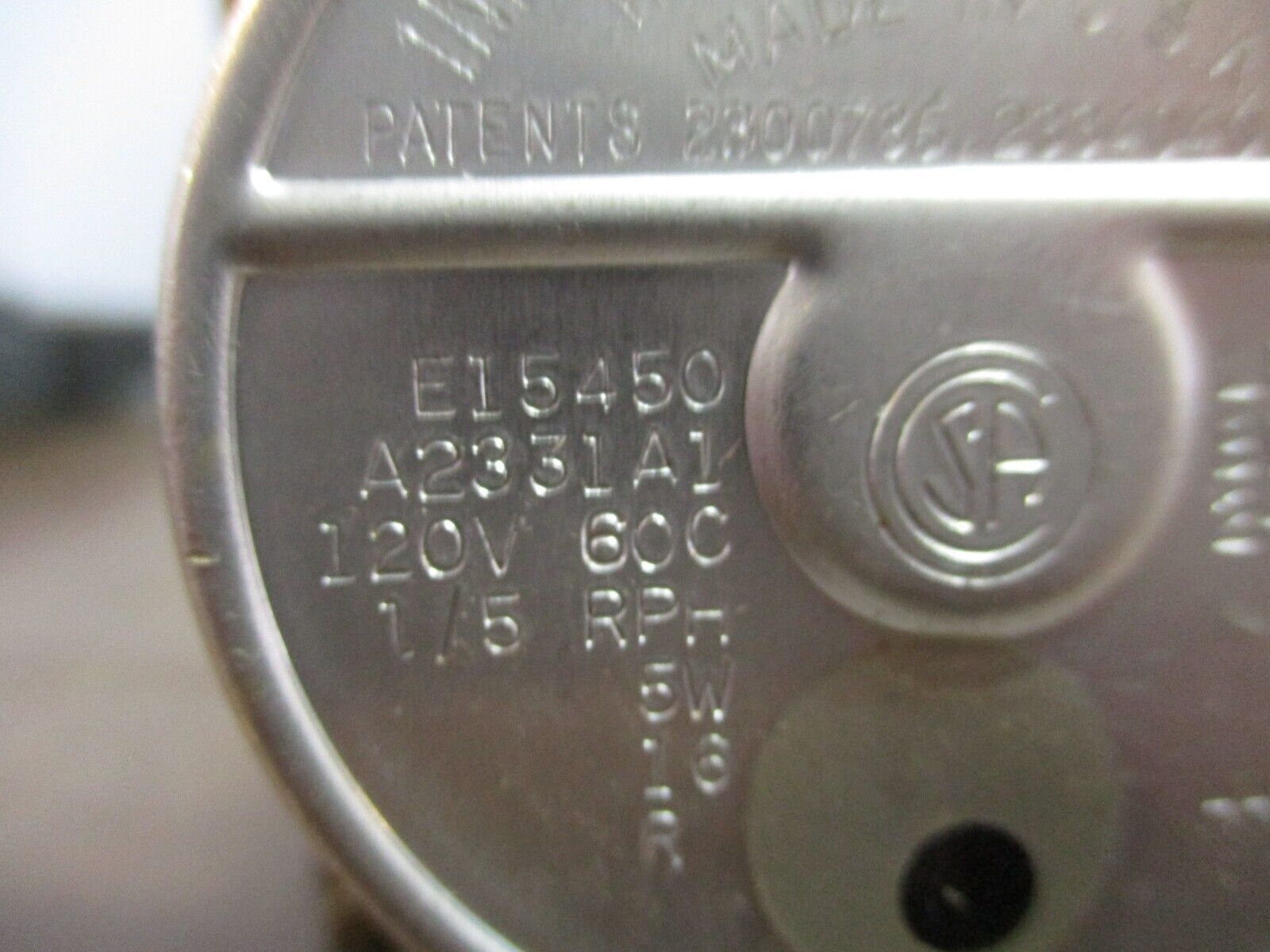 ITC Industrial Timer E15450 A2331A1 120V 60Hz 1/5RPH Used