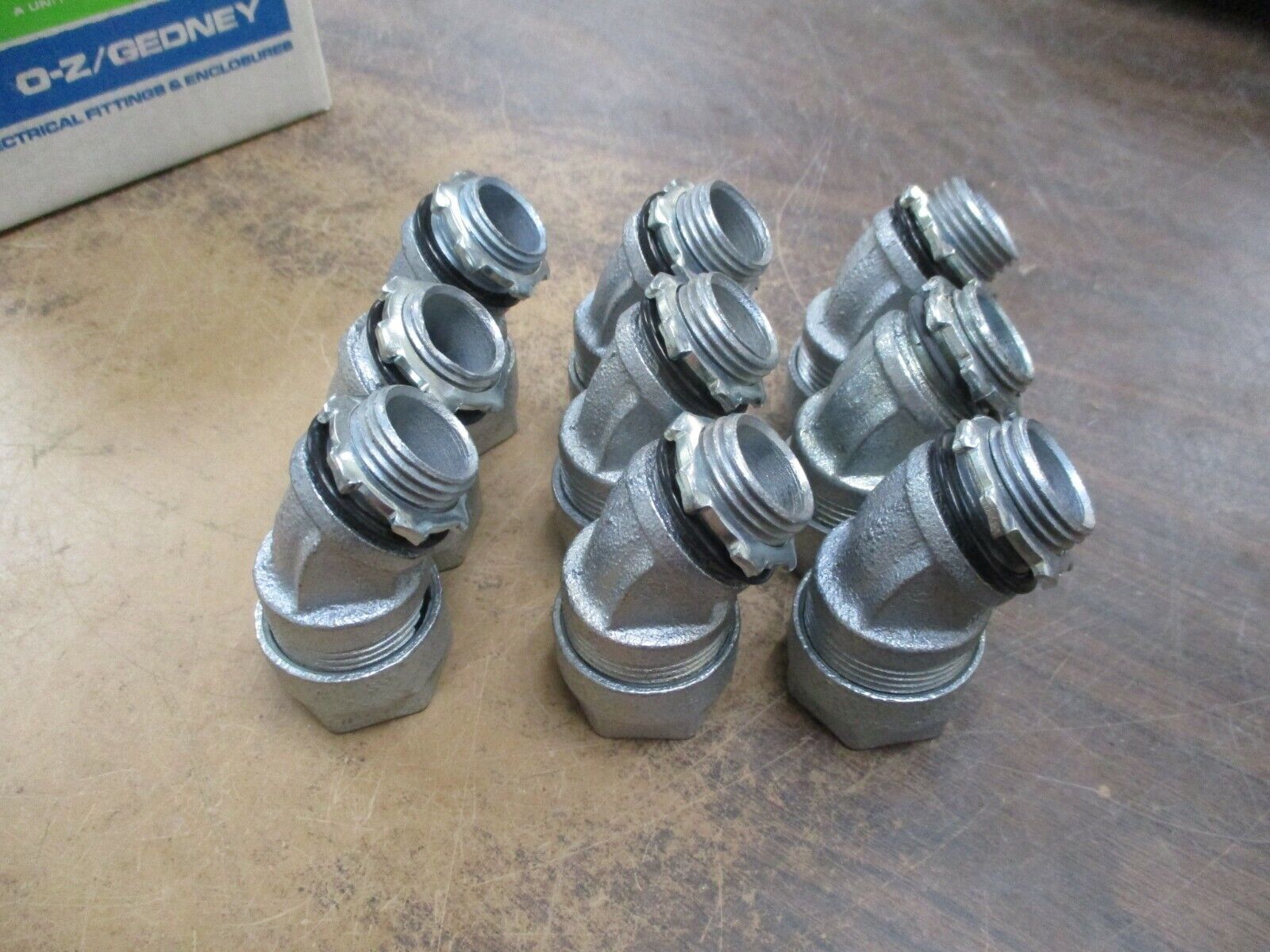 O-Z/Gedney 45° Liquidtight Connector 4Q-450 1/2" Iron, Zinc Plated *Box of 9*