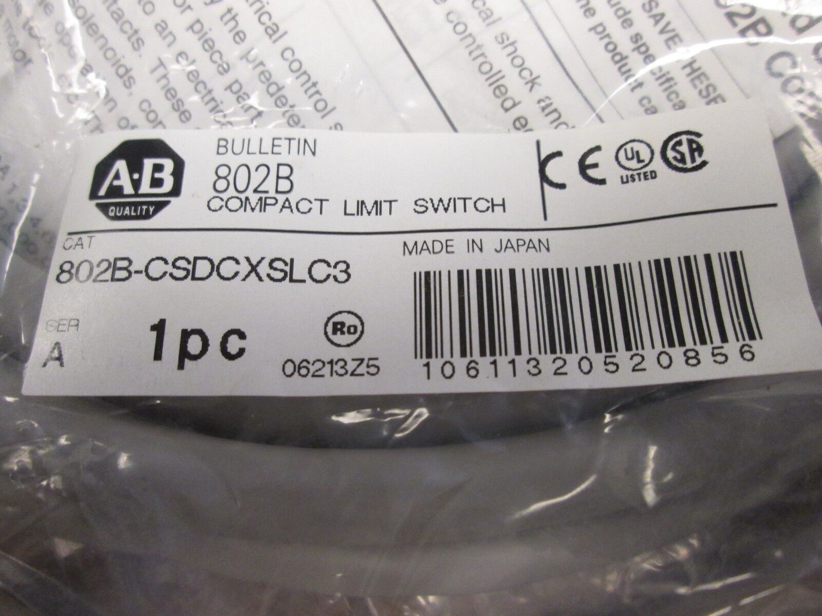 Allen-Bradley Compact Limit Switch 802B-CSDCXSLC3 30VDC 2A New Surplus
