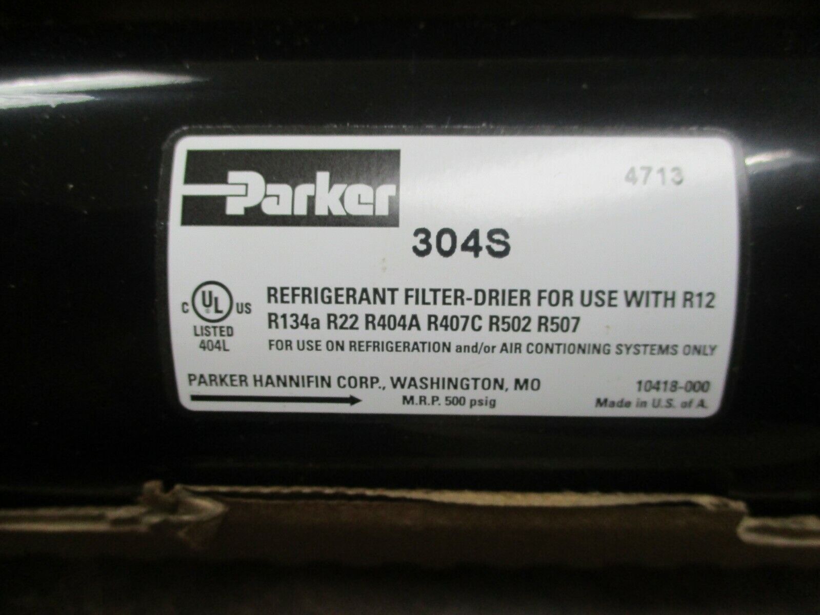 Parker Liquid Line Filter-Drier 304S 1/2" ODF Solder New Surplus