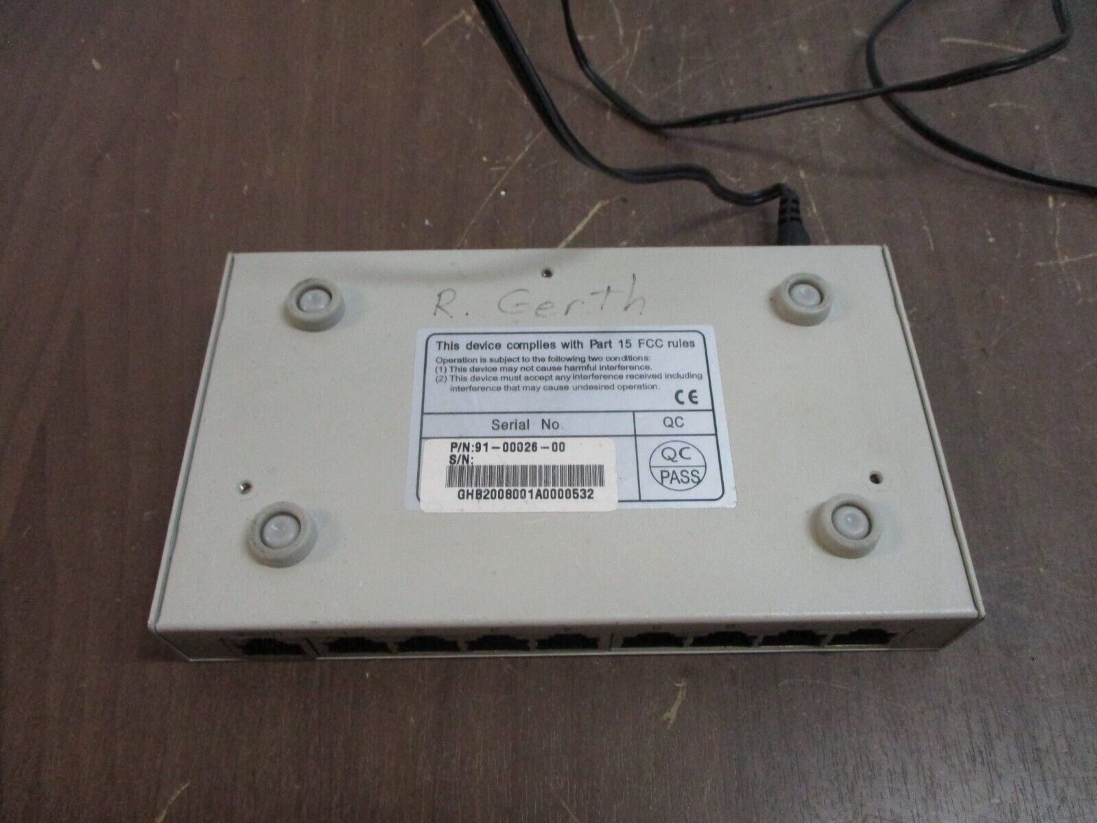Misc. Brand Ethernet Switch 91-00026-00 8-Port Used