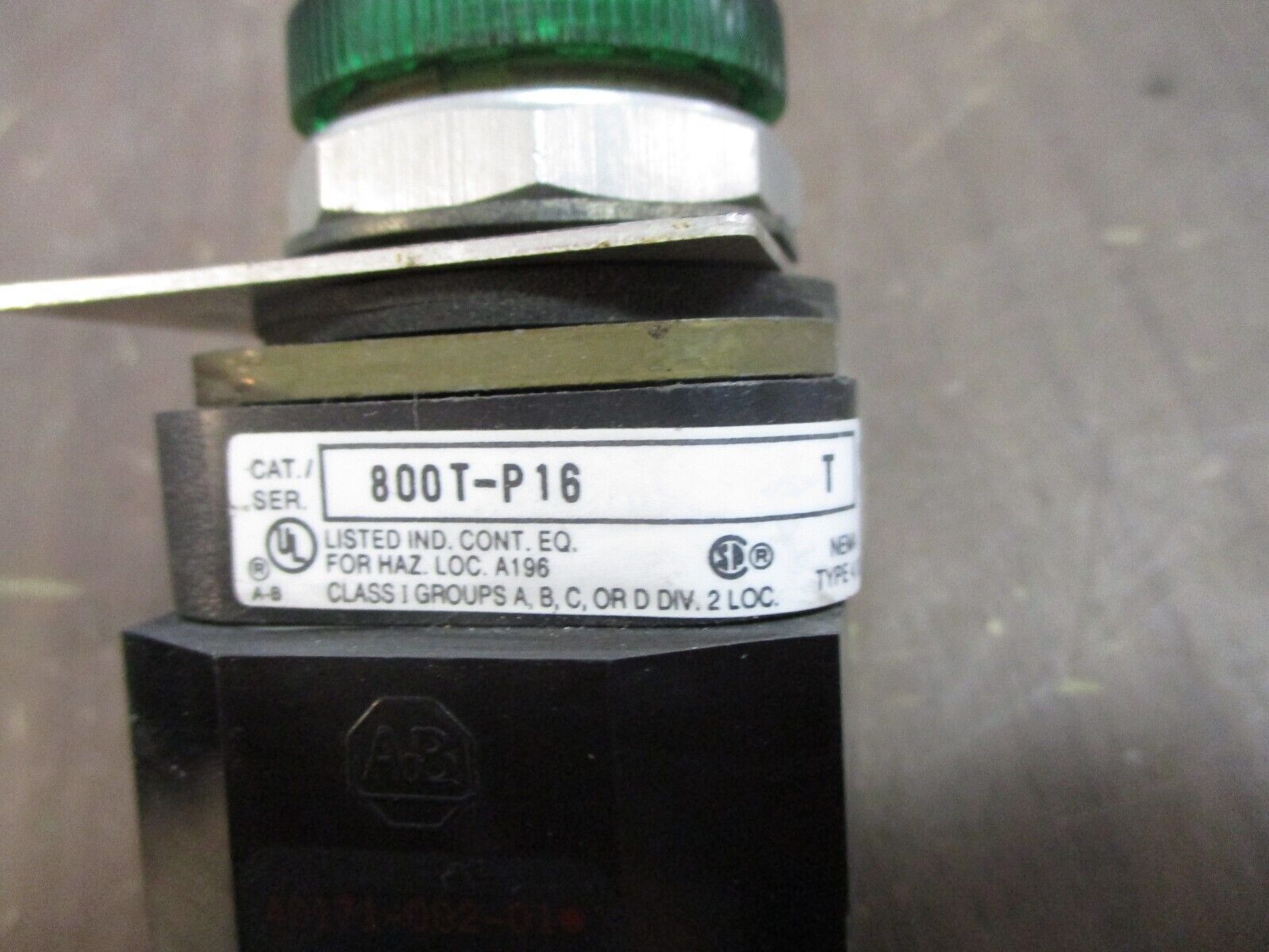 Allen-Bradley Pilot Light 800T-P16 Ser. T Nema 4, 13 Green On *Lot of 3* Used