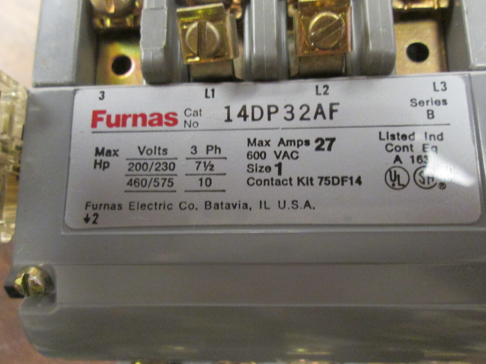 Furnas Size 1 Starter 14DP32AF 120V Coil 27A 600V Used