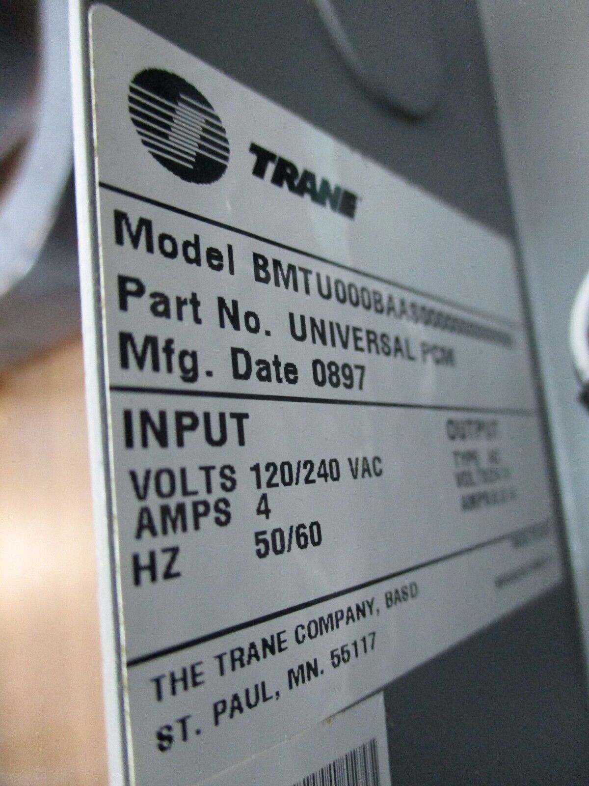 Trane Universal PCM BMTU000BAAS0000000000000 Output: 24VAC 0.5A *No Key* Used