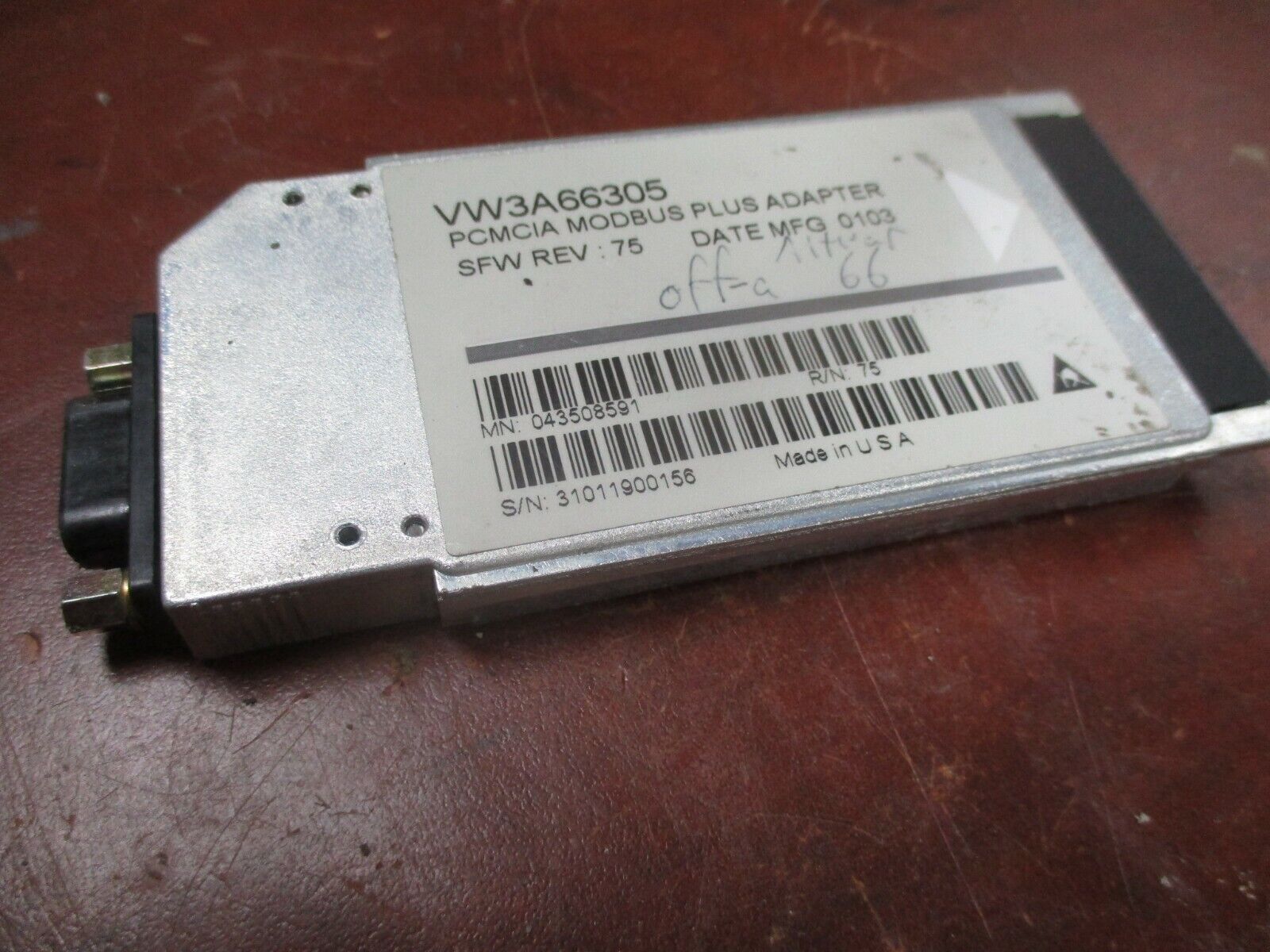 Square D PCMCIA Modbus Plus Adapter VW3A66305 SFW Rev. 75 Used
