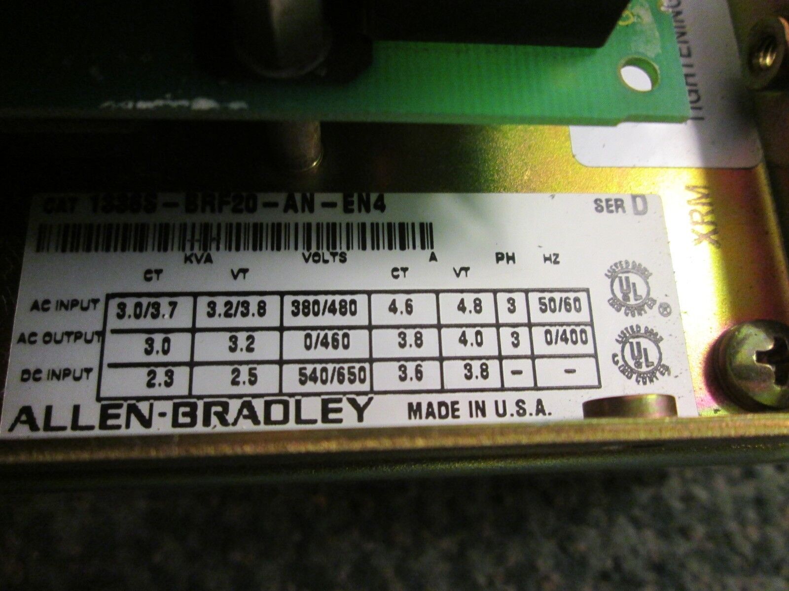 Allen-Bradley AC Drive 1336S-BRF20-AN-EN4-L6 2HP 3Ph Used