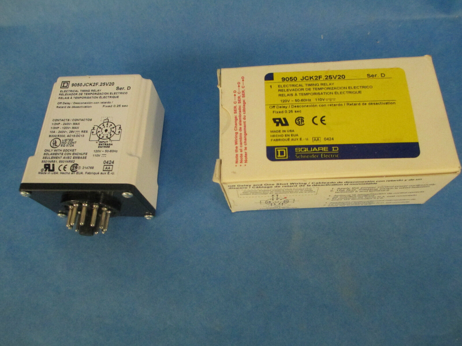 Square D 9050JCK2F.25V20 Electrical Timing Relay New in Box