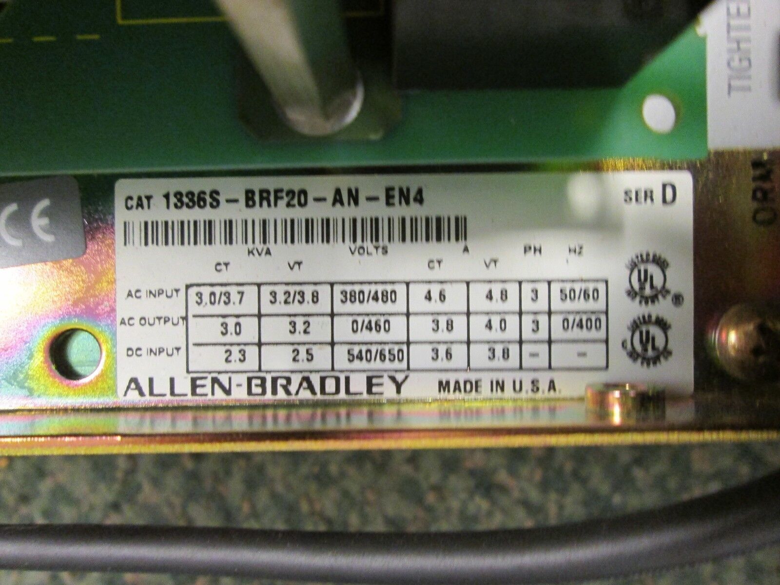 Allen-Bradley AC Drive 1336S-BRF20-AN-EN4-L6 2HP 3Ph without control panel Used