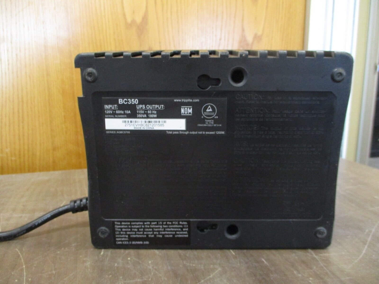 Tripp-Lite UPS BC350 Input: 120V 60Hz 10A Output: 115V 60Hz 180W 350VA Used