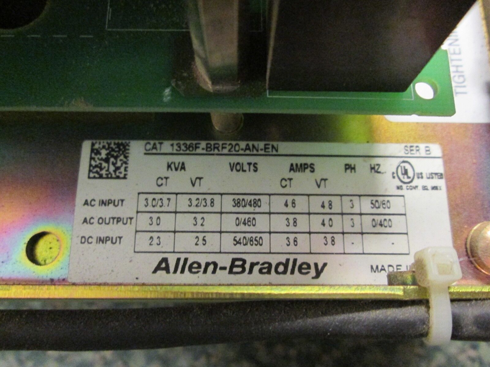 Allen-Bradley AC Drive 1336F-BRF20-AN-EN-L6/B 2HP 3Ph without control panel Used