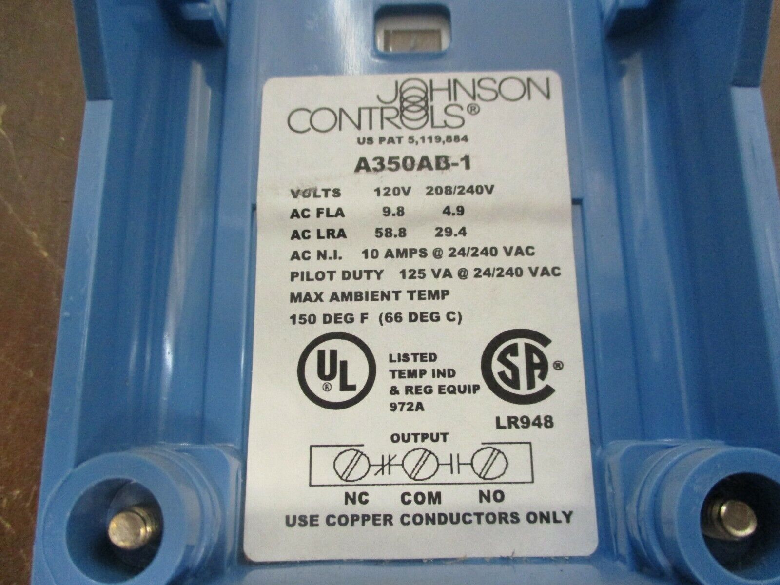 Johnson Controls Temperature Controls A350AB-1 Rev. R Used