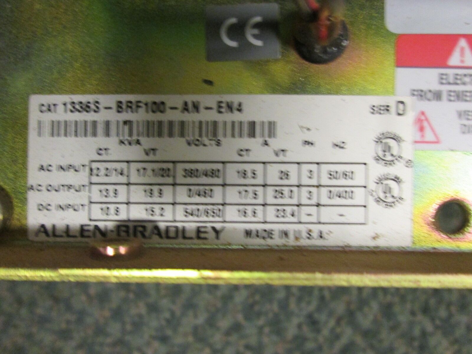 Allen-Bradley AC Drive 1336S-BRF100-AN-EN4-L6 10HP 3Ph Used
