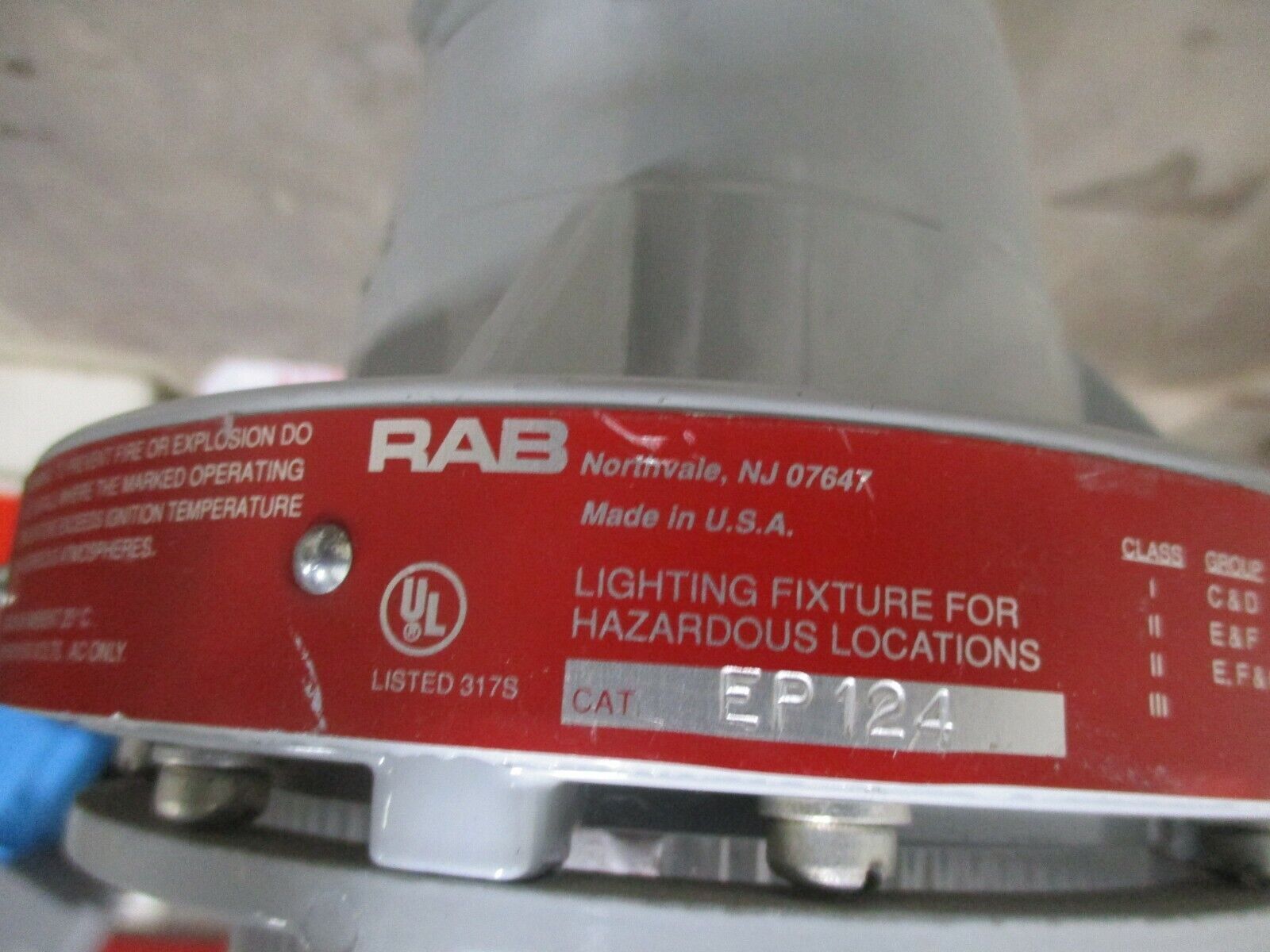 RAB Explosion Lighting Fixture w/ Outlet Box EP124 300W Max Used