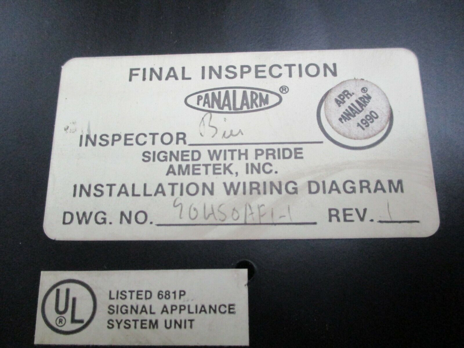 Panalarm Annunciator 90450AF1-1 Rev. 1 Used