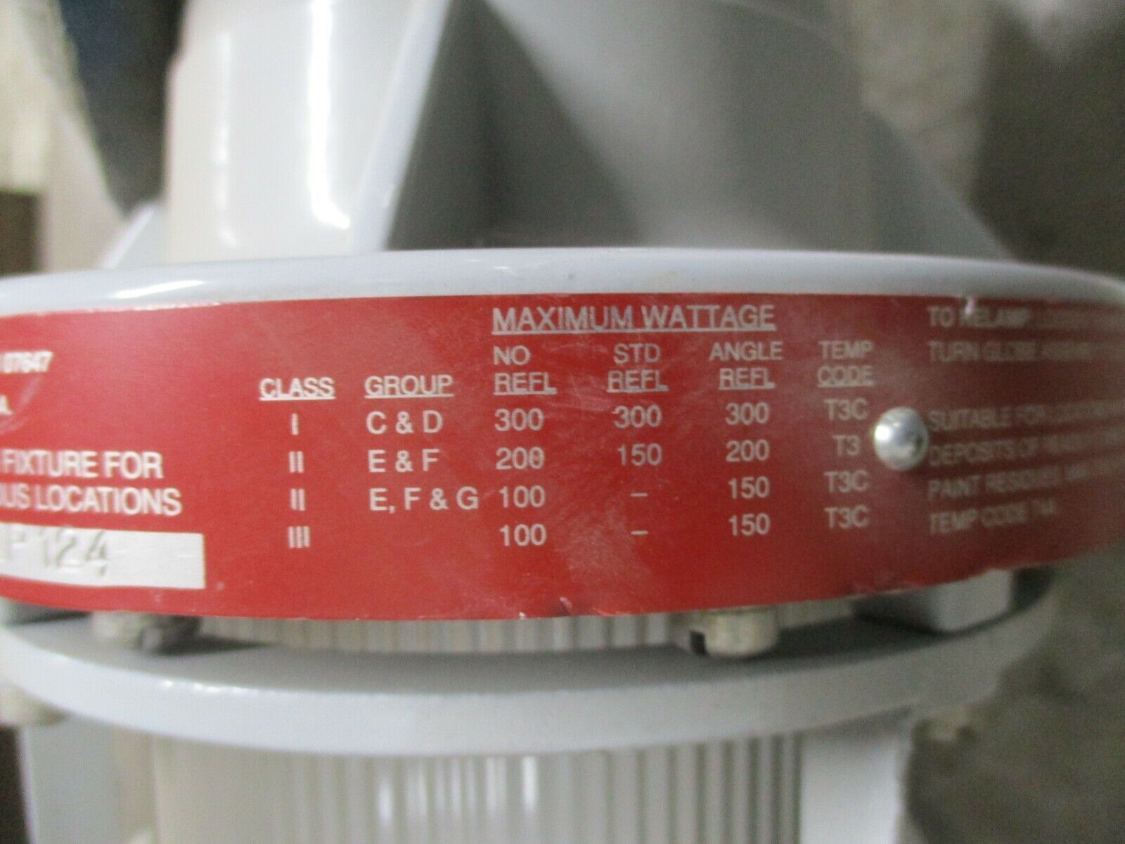 RAB Explosion Lighting Fixture EP124 300W Max Used