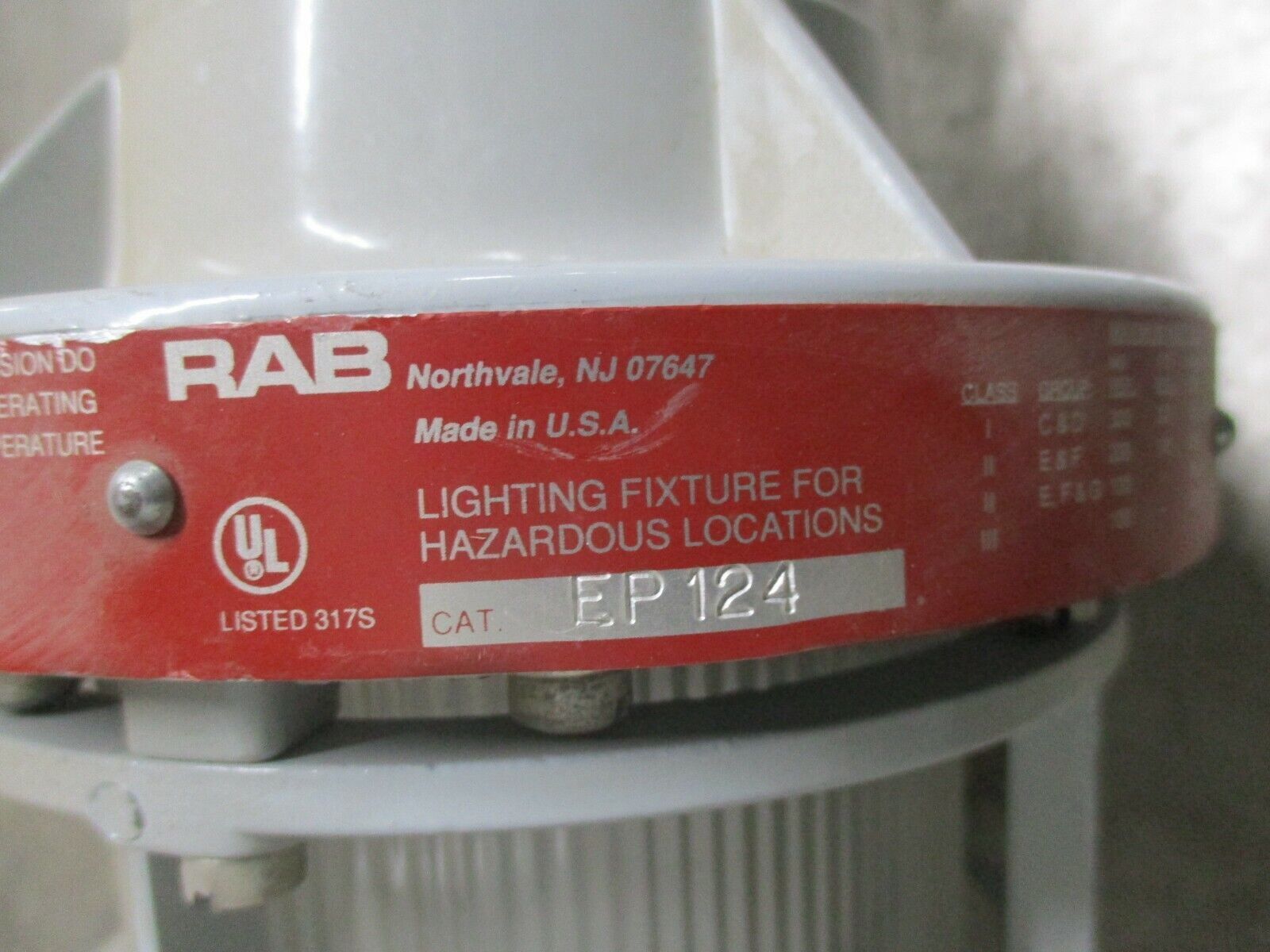 RAB Explosion Lighting Fixture EP124 300W Max Used