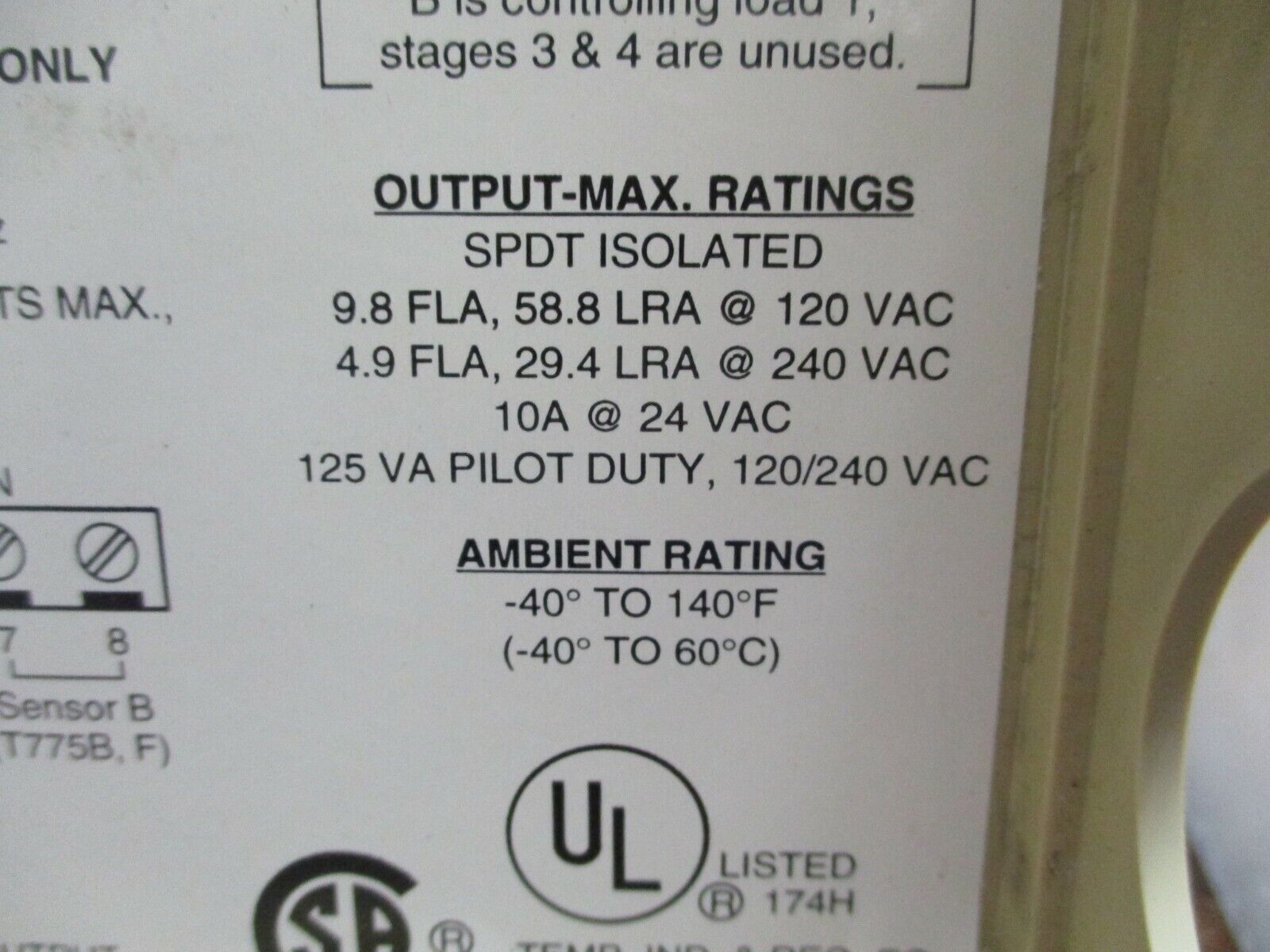 Honeywell Temperature Control T775E1098 24/120/240V *Missing Cover Screw* Used