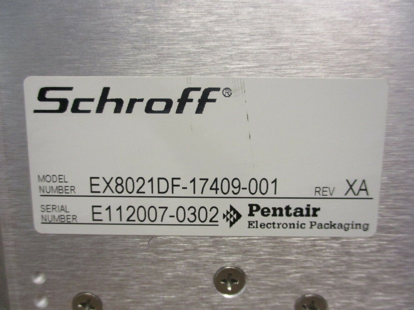 Pentair Schroff PLC Rack EX8021DF-17409-001 Rev. XA Used